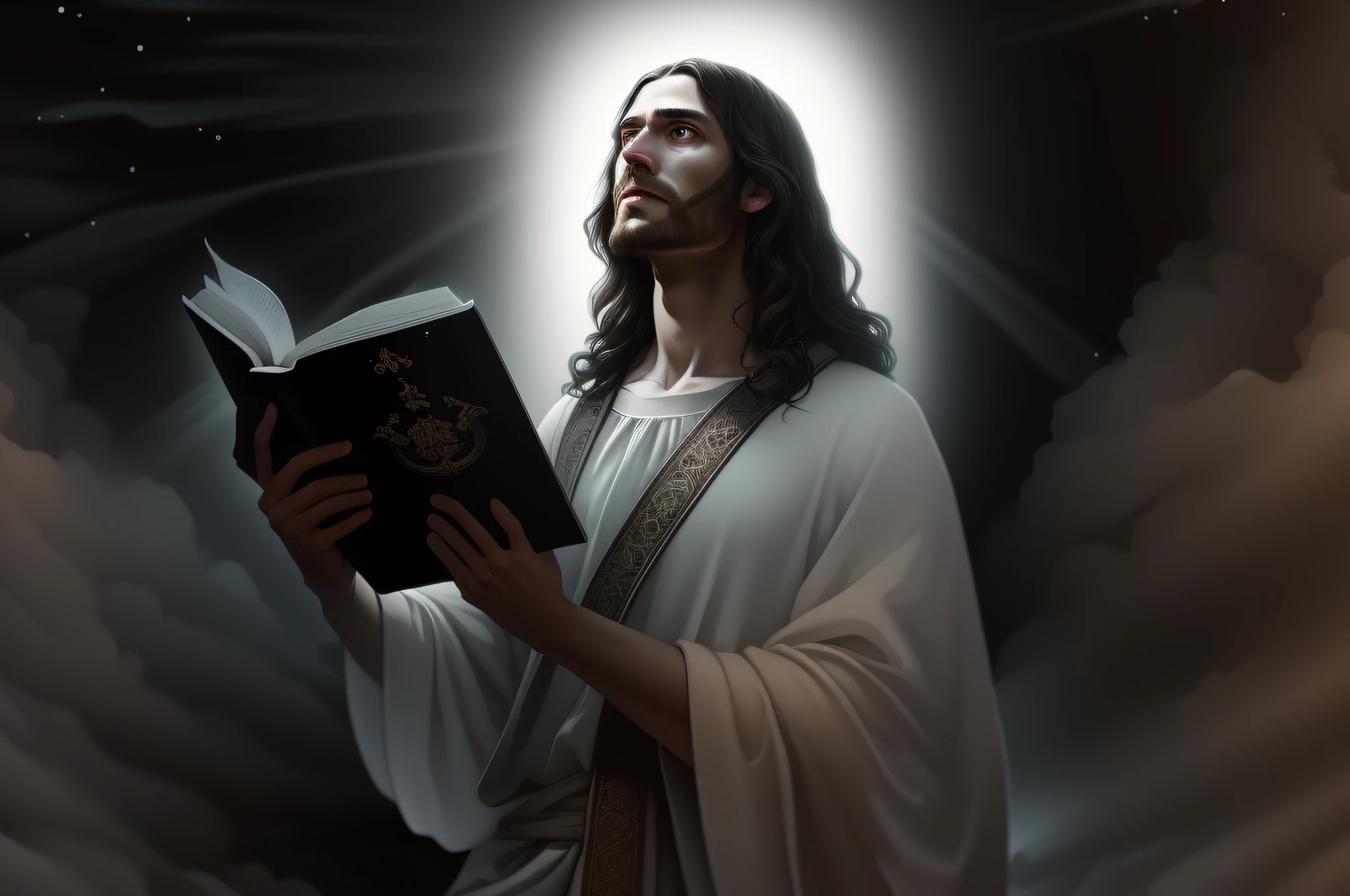 JESUS CHRIST DARK PHOTO: realistic epic, soft cinematic portrait, adobe lightroom, photographic lab, highly detailed, faded, (neutral colors: 1.2), (hdr: 1.4) , (soft colors:1.2), hyperdetailed, (artstation:1.4), cinematic, warm lights, dramatic light, (intricate details:1.1), complex background, (rutkowski:0.66), (blue and orange:0.4)