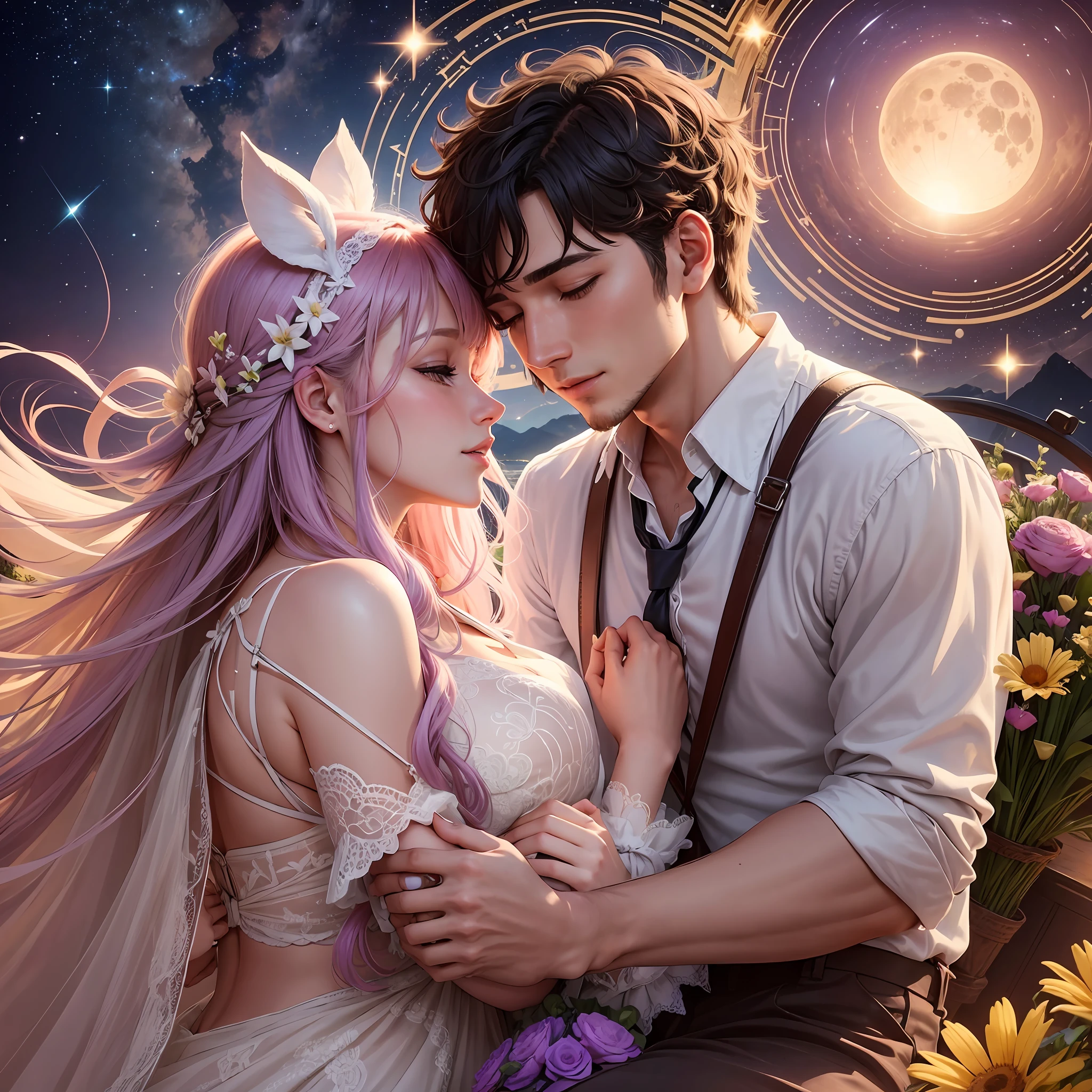 Imagine a couple deeply in love, spending a beautiful night under the stars. They are free to fly in the sky that is so beautiful today, full of stars and with the full moon reflecting their faces. They enjoy the moment and think about their future together. When the sun rises, they love each other again and call their friends to tell them they are dating and will get married next week. They don’t care about what people say because they want to be remembered together. This is nobody’s problem but theirs. They let it happen because it’s worth it and it has to be with each other. --auto --s2