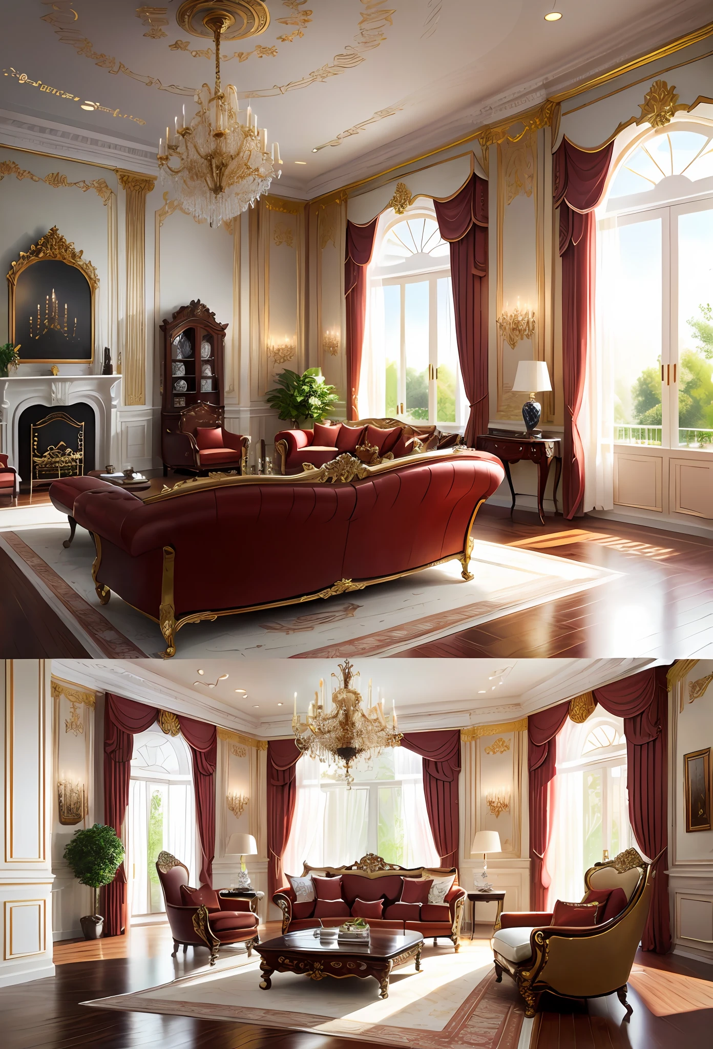 European-style living room, interior decoration details, decoration design drawing --v 6
