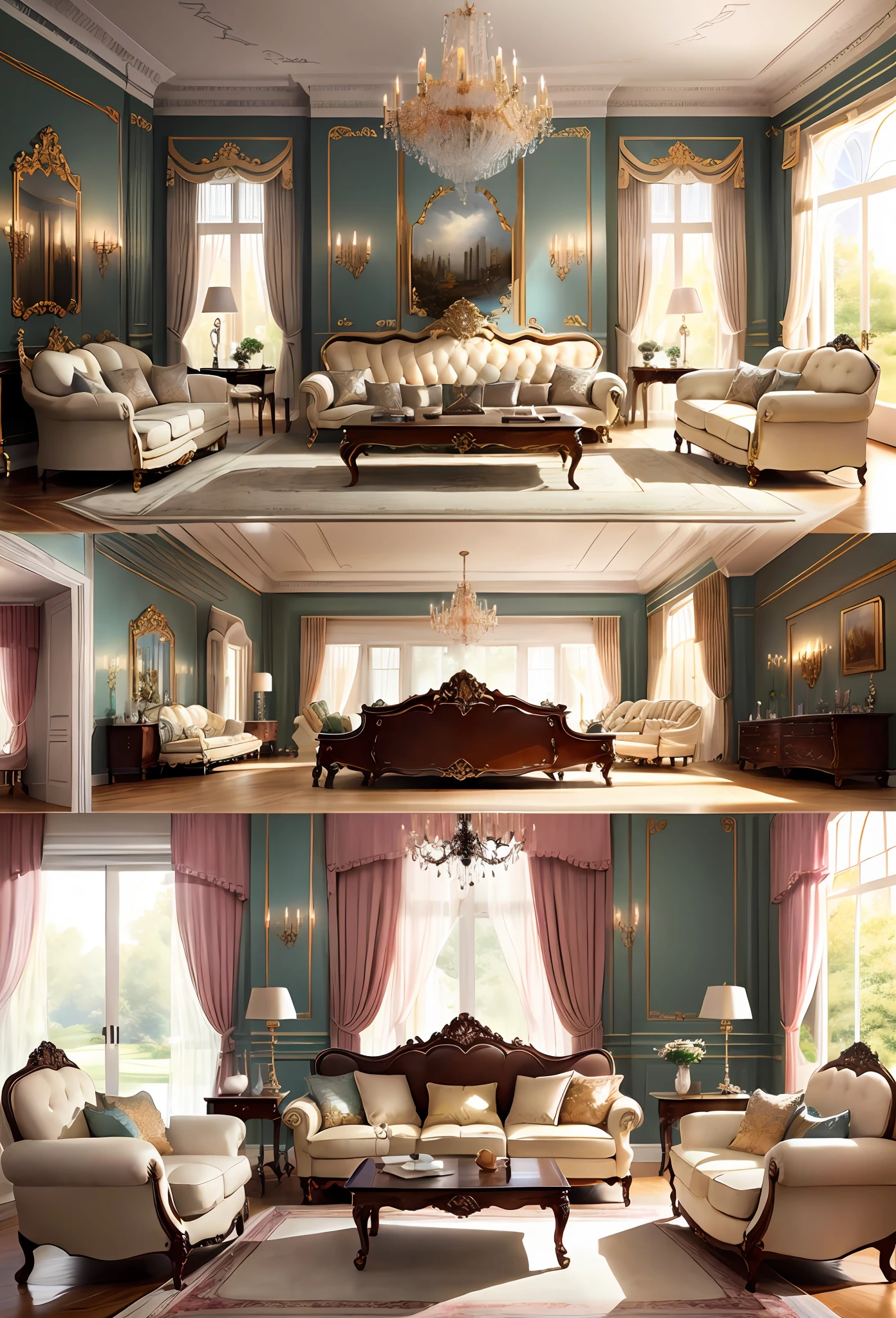 European-style living room, interior decoration details, decoration design drawing --v 6