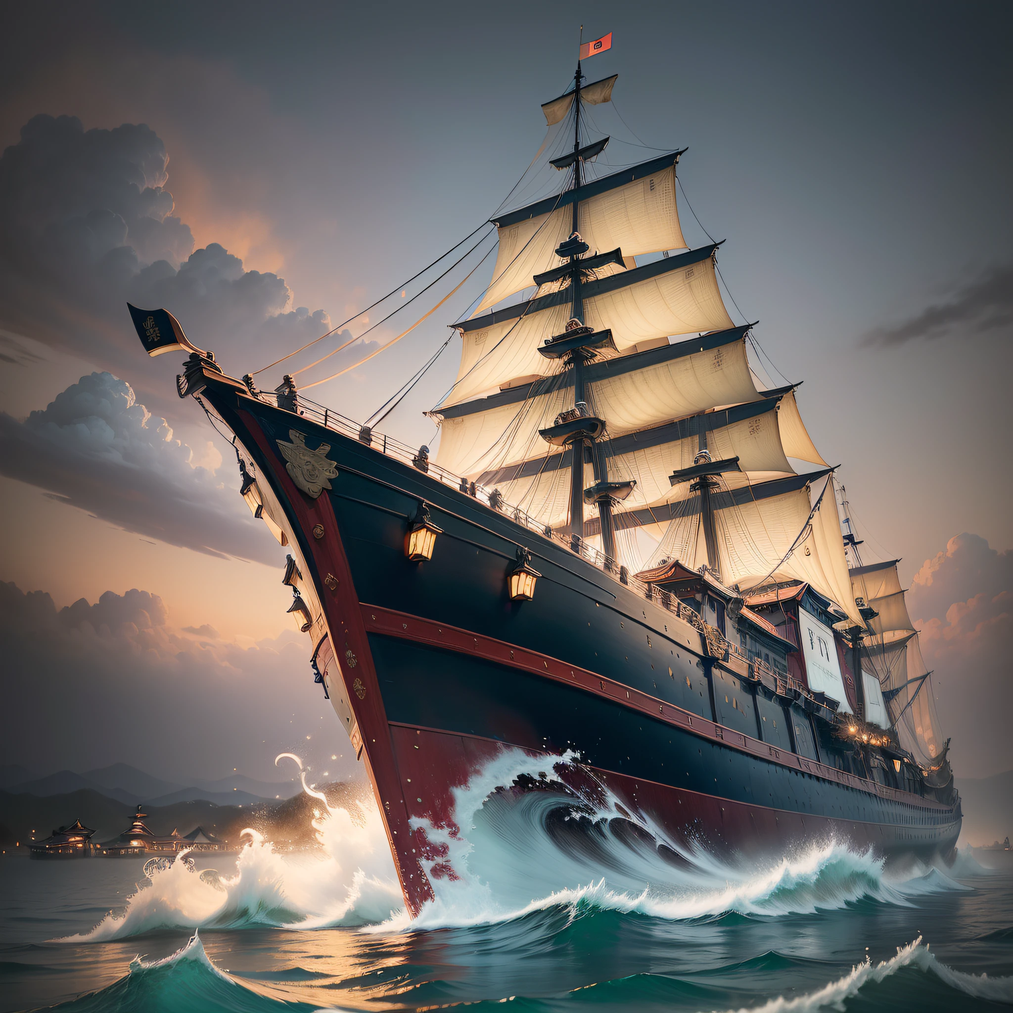 ((Japanese culture)|(Japan):1.2), (medieval)|(ancient)|(old-fashioned:1.1) style, (grainy)|(gritty:1.2), ((1person)|(one person)|(human):1.3) on a (boat)|(ship),(night time)|(night),(water:0.9), (high detail)|(ultra-detailed:1.2), (best quality:1.1)|((masterpiece)|(best illustration:1.1)), and (beautiful)|(gorgeous)|(stunning)|(brilliant:1.2) image.
