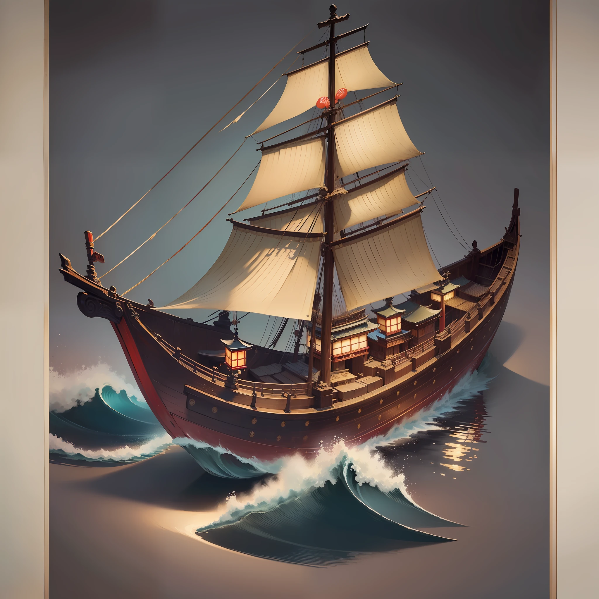 ((Japanese culture)|(Japan):1.2), (medieval)|(ancient)|(old-fashioned:1.1) style, (grainy)|(gritty:1.2), ((1person)|(one person)|(human):1.3) on a (boat)|(ship),(night time)|(night),(water:0.9), (high detail)|(ultra-detailed:1.2), (best quality:1.1)|((masterpiece)|(best illustration:1.1)), and (beautiful)|(gorgeous)|(stunning)|(brilliant:1.2) image.