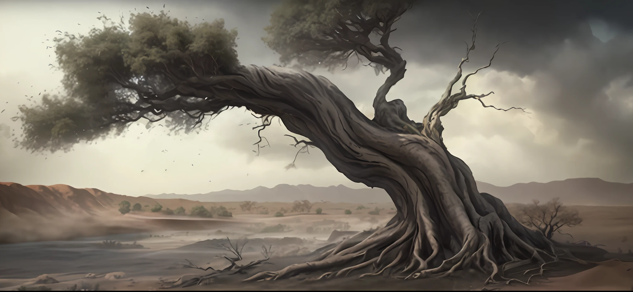 there is a tree that is growing out of the ground, ancient tree, organic matte painting, trees. matte painting, dramatic artwork, dramatic concept art, hyperdetailed 3 d matte painting, hyperdetailed 3d matte painting, highly detailed 4 k art, highly detailed 4 k painting, 4k hd matte digital painting, epic surrealism 8k oil painting