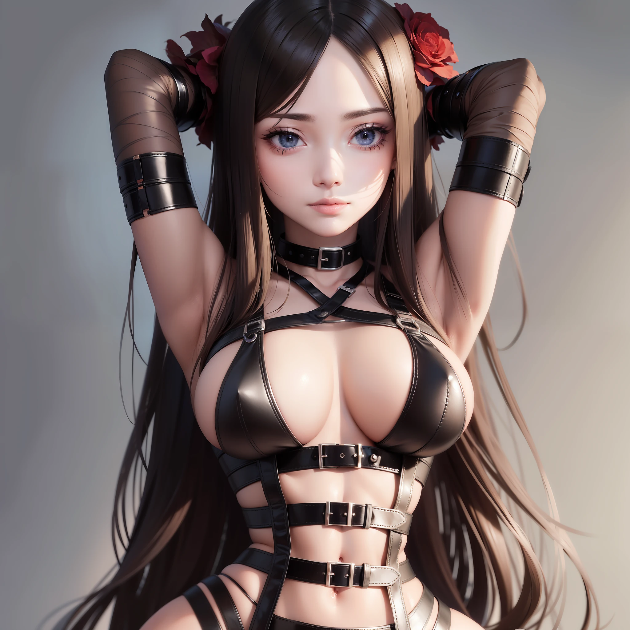 Shy face, BDSM, slave, rope corset, bondage, collar, NSFW, (best quality, 8k, masterpiece: 1.3))), clear focus: 1.2, (layer cut, large: 1.2), beauty of perfect figure: 1.4, slender abs: 1.2, wet body: 1.5, highly detailed face and skin texture, detailed eyes, double eyelids, long hair --auto --s2