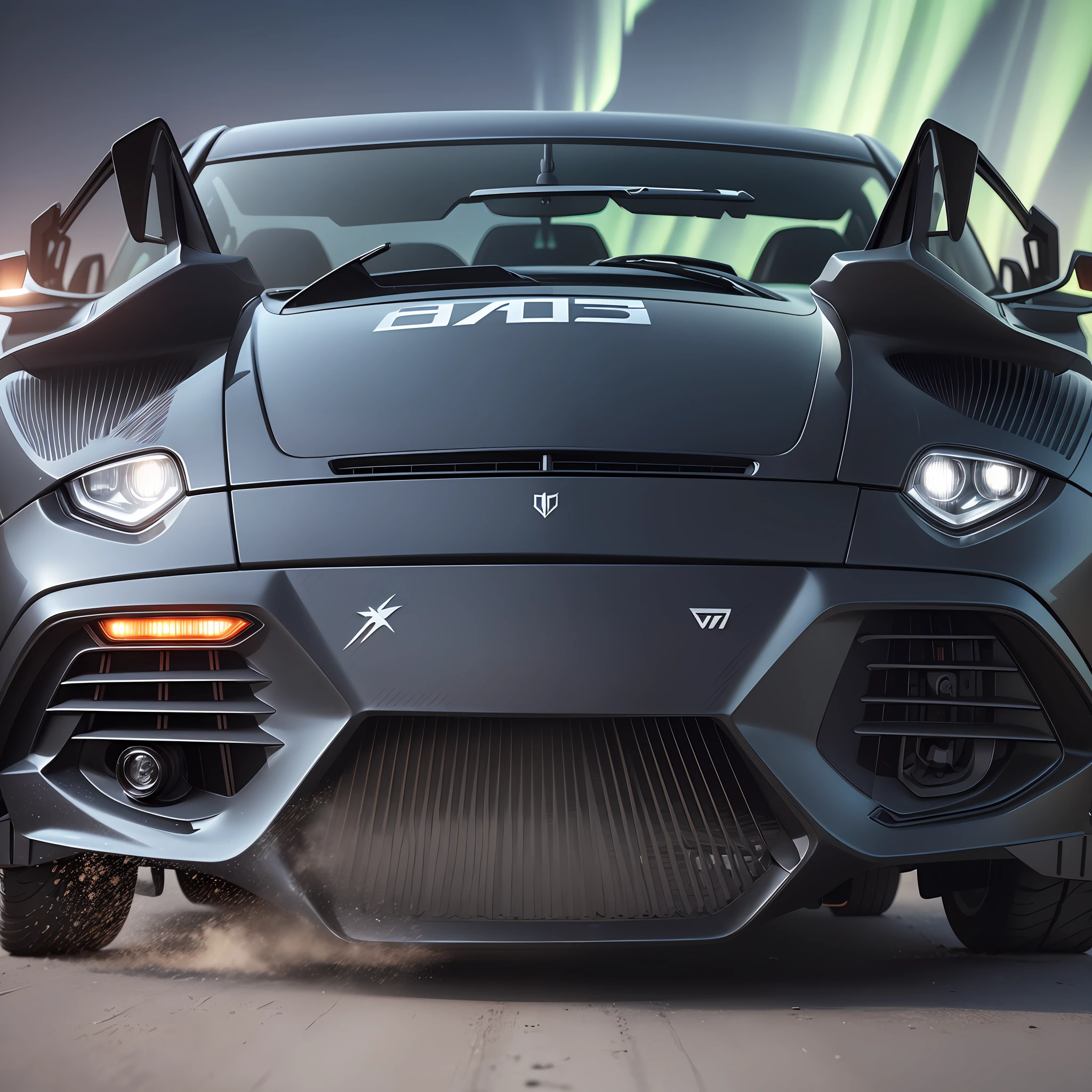 The Aurora X1 is a masterpiece of automotive engineering, designed to take the driving experience to a new level. Its appearance is dominated by bold lines and sculpted shapes that combine aerodynamics and aggressiveness, inspiring a sense of speed and power unmatched.
The body of the Aurora X1 is built with materials of high strength and lightness, such as carbon fiber and exotic metals, ensuring a robust structure and at the same time reducing the overall weight of the vehicle. The exclusive "Vulcan Black" livery intensifies the car's imposing presence, while blue LED accents underscore its futuristic nature.
At the front, the Aurora X1 features an aggressive, minimalist front grille, incorporating the "X"-shaped light signature that is instantly recognizable. Tapered LED headlights with adaptive technology ensure exceptional visibility in any lighting condition.
The silhouette of the Aurora X1 is short and sporty, with fluid lines and muscular contours. Of particular note are the side air intakes, strategically positioned to maximize airflow and optimize engine cooling. The doors with vertical opening give a touch of exclusivity and facilitate access to the luxurious interior.
At the rear, the car features an integrated spoiler that automatically extends at high speed, ensuring aerodynamic stability. The LED taillights have an angular and distinctive design, with three-dimensional effect, which integrates perfectly into the body. An aggressive rear diffuser, along with dual exhaust outlets, completes the sporty look and improves airflow.
Under the hood of the Aurora X1 is a state-of-the-art hybrid propulsion system, which combines a V8 biturbo petrol engine with high-performance electric motors. The combined power is impressive, providing instant acceleration and incredible top speed.
With ultra-realistic 8k image --auto --s2