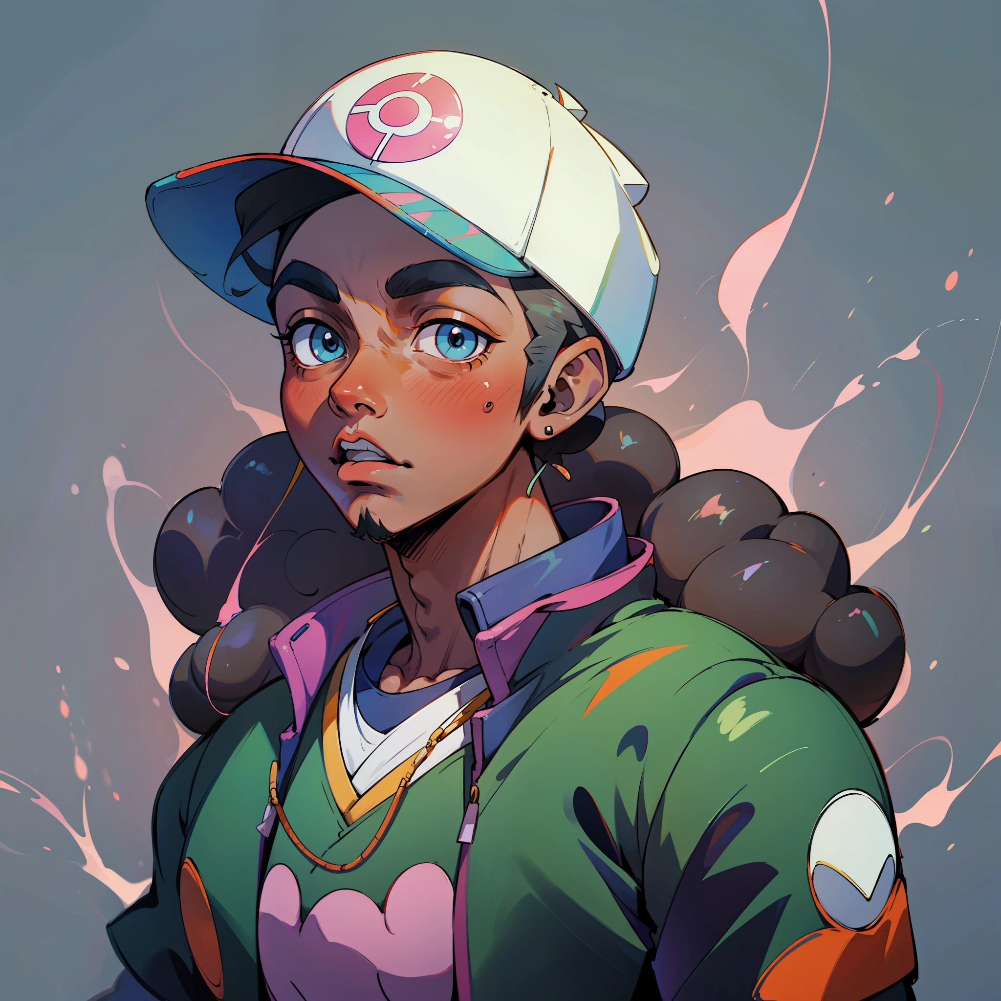Kendrick Lamar trainer pokemon earth type, anime (manga style), dark skin, 4k
