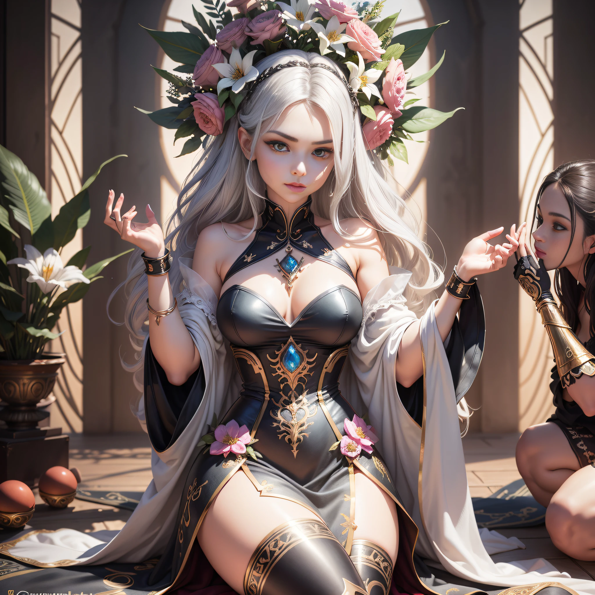 (EOS R6 135mm 1/1250s f/2.8 ISO400) art masterpiece bearing (fully dressed heavy chrome armor "Heavy Metal" metallic covered flat bands opal brass copper richly decorated: 1.2 fullbodye White Lilies) "Chivalrous" (by Michelangelo) conceptual (masterpiece 1.37) equirectangular 360 Highres Unity aesthetic [(drawing by Willi Baumeister:1.1) (art by John T. Biggers:1,2): :17] Alessandro Casagrande, Greg Rutkowski, Sally Mann Guweiz and James Jean by CGSCOSITY tattoo, various etc. near lower angle Will-o'-the-wisp Goddess Amber Cosplay solo pose slow walking dazzling Anya Taylor gothic 39years SunLight luminescence ultra pro-photorealistic best detail qualities precise details:1.3 DSLRs resolution perfection graduated improved depths Ultra Octane UHD XT3 16K DSLR HDR UnrealEngine5 real shadows analog 3d:1.2 sharpening body:1.2 face soft eyes delicate mouth open teeth smile Indigo ecstatic short hairstyle symmetrical muscular Suave body seductive dramatic bridaldress shoulders off:1,0.2 shirt white sneakers lace collarbones papillotes magic hands fingers (magic heart mandala flowering:1.4 flowering:1.3 flowering:1.1 flowering:1.0.9 flowering:1,0.4 flowering:1,0.2) bodied leathers covers:1,1 pointed breasts:1,2 satin felt skirts silks loose seams swinging spinel thick covered thighs revealing heavy underwear bulky solid boots bulky rubies Tourmaline throne marbles Crystalline temple background:1.2 strange