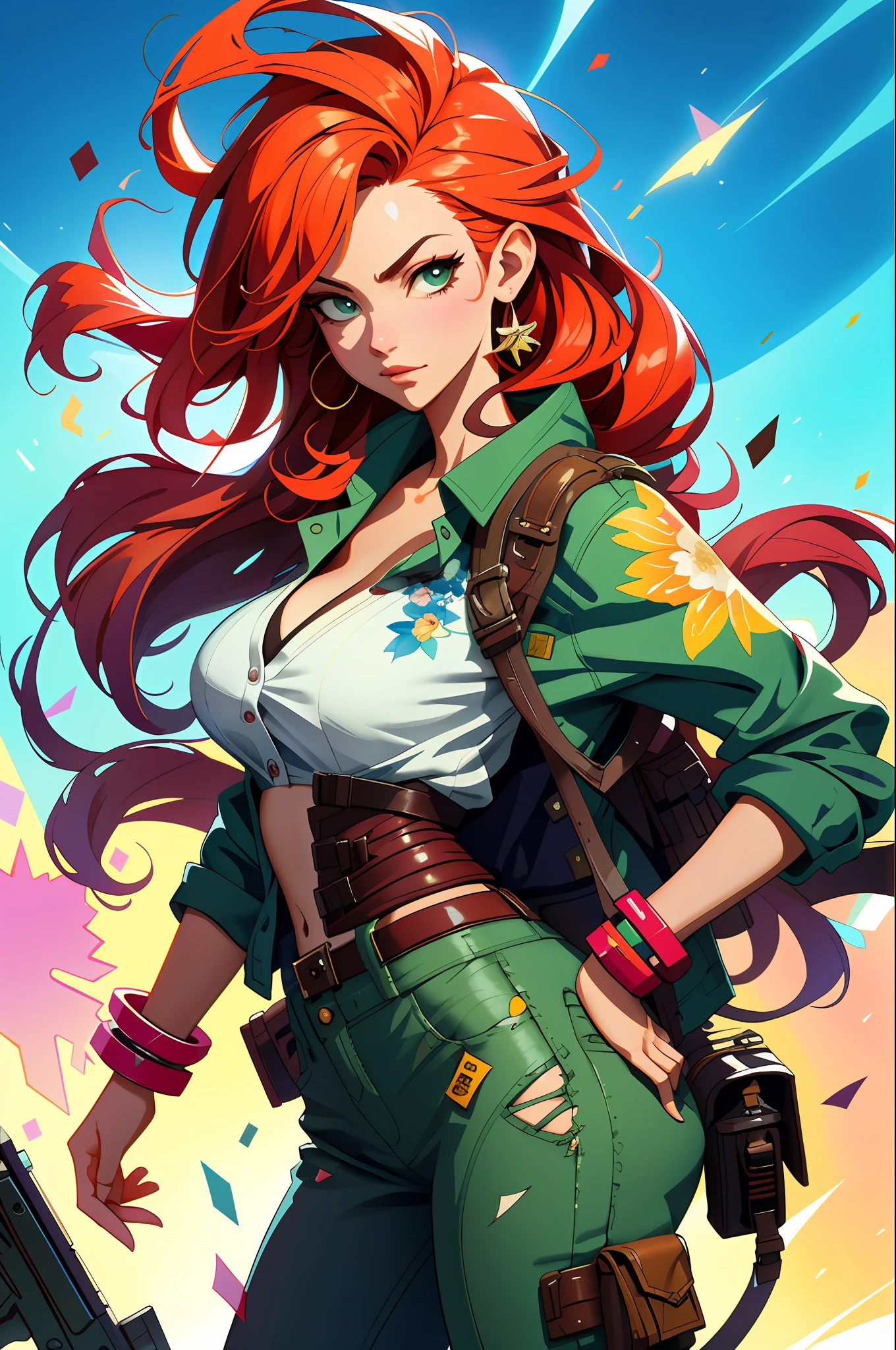 extraordinary lustration, plano de fundo, misturado-Idioma_Texto, letras japonesas em graffit ,::yoji shinkawa style ::2.0 comix illustration style,tatoon style , comic book style ,beautiful woman with long hair rosa degradê ultra detailed, (beautiful and clear background:1.2),, fantastic paintings ,graffit style, flowers, olhos altamente detalhados , a t-shirt or dressed in a white blouse underneath, with both fists in a fighting position, and bracelets, fighting against an enemy, with long hair , stained glass colored, out, vibrant, alphonse mucha style, fantastic paintings by joe madureira ,high quality, art,kelly brook beautiful woman with long rosa degradê hair , freedom, soul, digital illustration, comic style, perfect anatomy, centered, approaching perfection, dynamic, highly detailed, watercolor painting, artstation, concept art, smooth, sharp focus, illustration, art by carne griffiths and wadim kashin,big breast,alone anime girl with a medium lenght pose and cute clothes, short pastel , heterochromia, perfect anatomy, centered, approaching perfection, dynamic, highly detailed, character sheet, artstation, concept art, smooth, sharp focus, illustration, art by kim jung gi,, artgerm, carne griffiths and wadim kashin , sasha yakovleva, loish, jeremy mann, full body shot, character sheet, lightningwave, beautiful anime watercolor painting ,paint dripping by tim okamura, victor nizovtsev, greg rutkowski, noah bradley. trending on artstation, 8k, masterpiece, graffiti paint, fine detail, full of color, intricate detail, golden ratio illustration,monochromatic green background, masterpiece, best quality, high quality, highres, best quality, high resolution fix, bright amazing lighting, detail enhancement, best quality, high quality, highres, detail enhancement