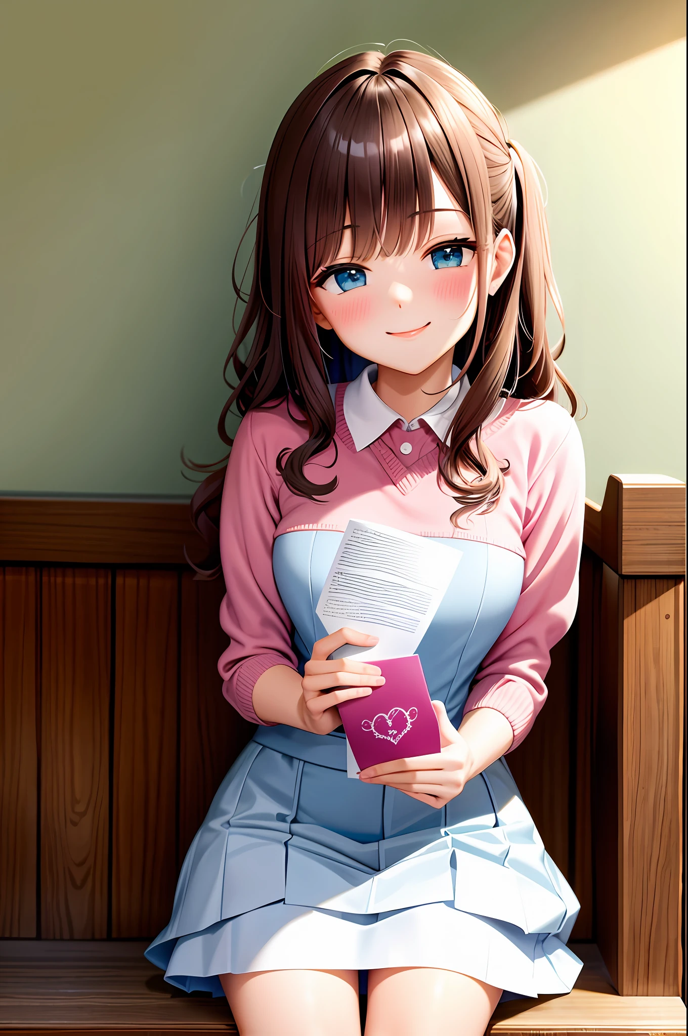 ultra-detailed, masterpiece, highest quality, love letter, pov,smile,blush