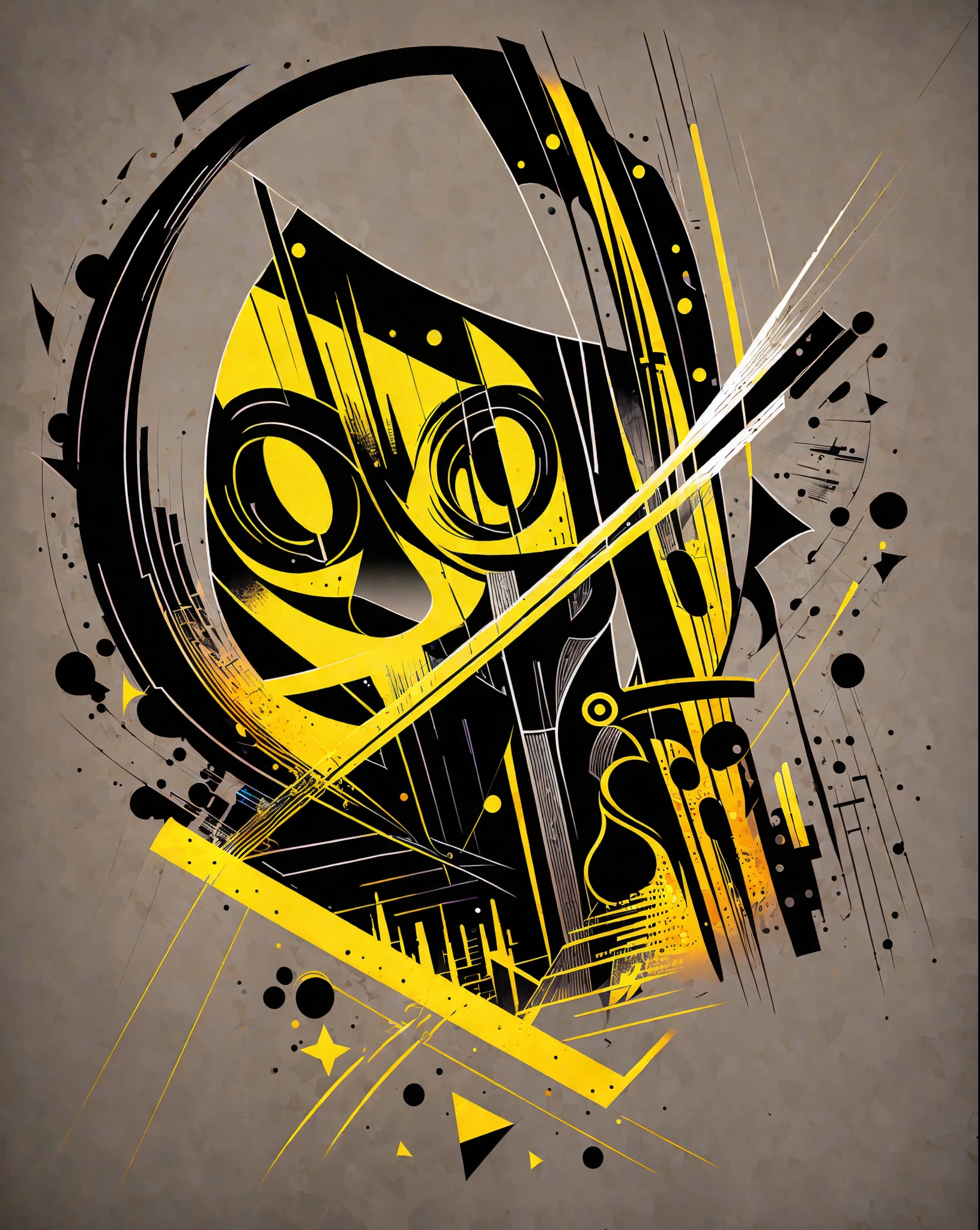 T-shirt art, 2D, ((black background: 1, 5)), vector, vivid colors, a violin in a dystopian setting, well-detailed violin masterpiece, best quality, intricate details, perfect symmetrical face, rock and roll theme , rim light, moonlight , cinematic shading, Greg Rutkowisk --auto --s2
