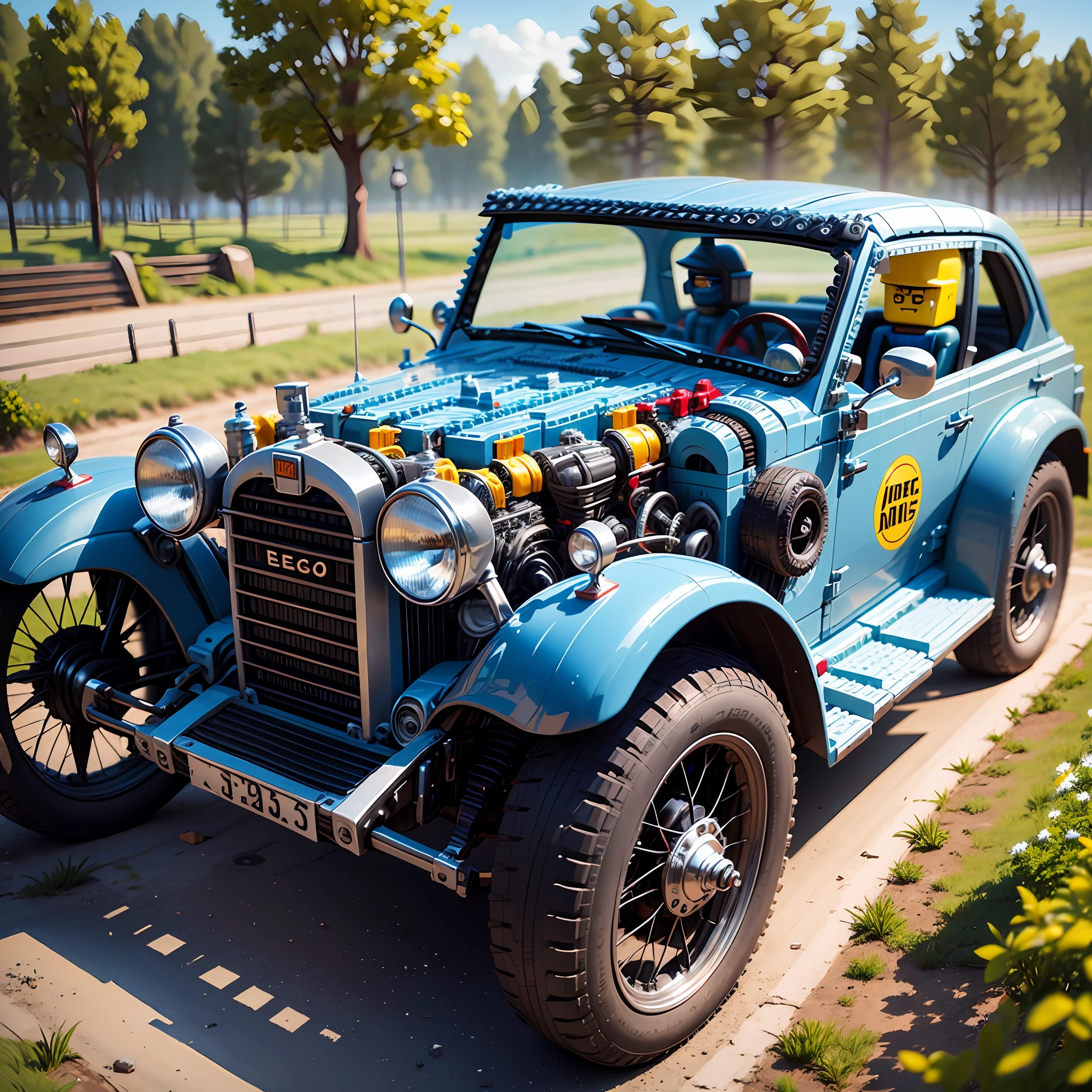 Car with engine made of lego --auto --s2
