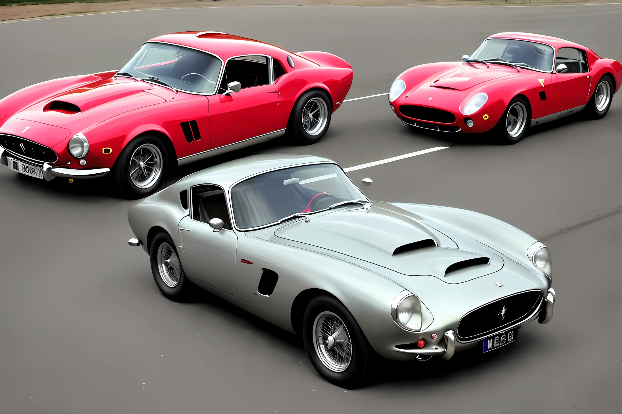 4k car, ferrari 250 gto, aston martim db5, futuristic retro, ford thunderbird, masserati, snake shelby, oval front grille, round headlights, ford mustang wheels, 2-door coupe, lead grey,