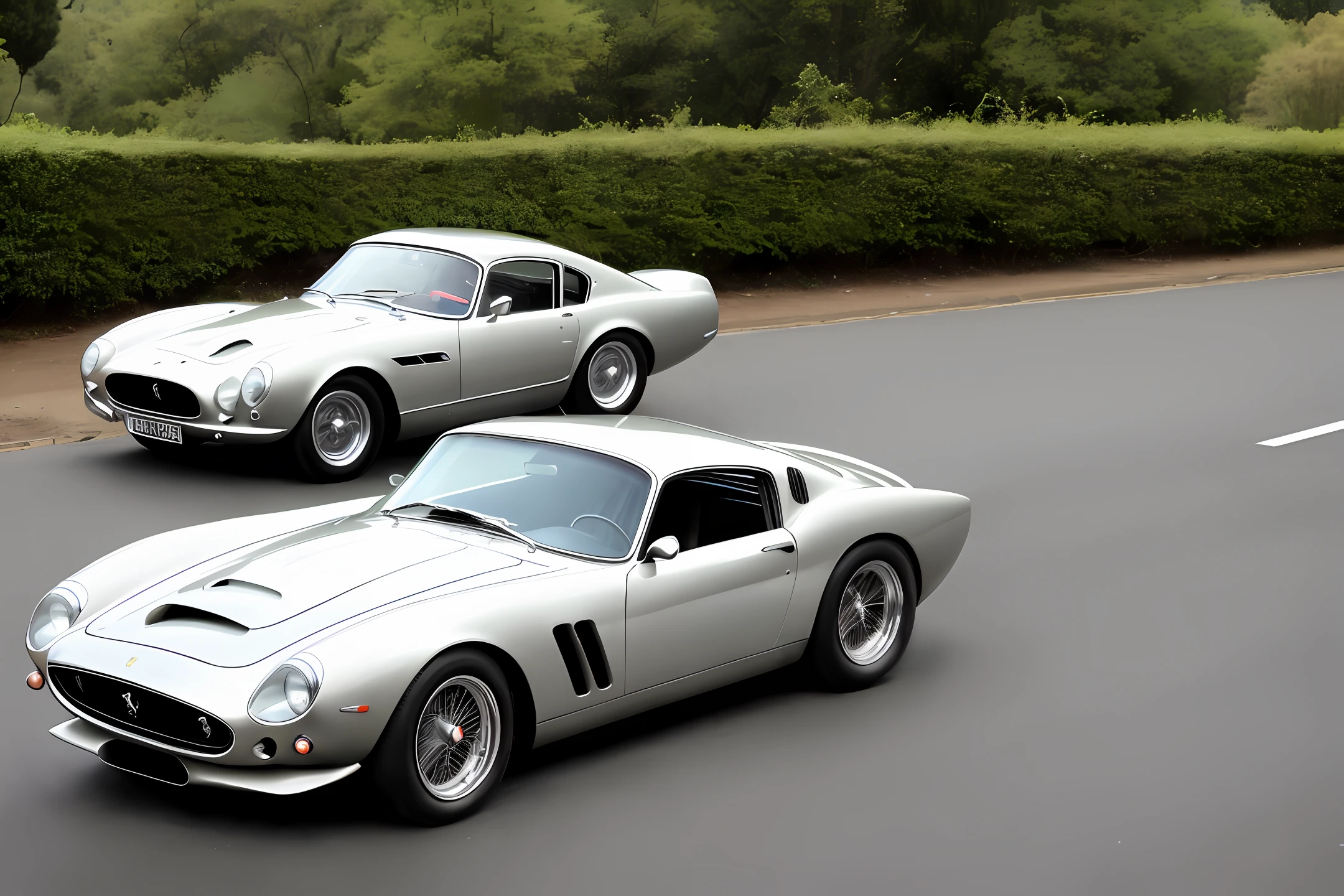 4k car, ferrari 250 gto, aston martim db5, futuristic retro, ford thunderbird, masserati, snake shelby, oval front grille, round headlights, ford mustang wheels, 2-door coupe, lead grey,