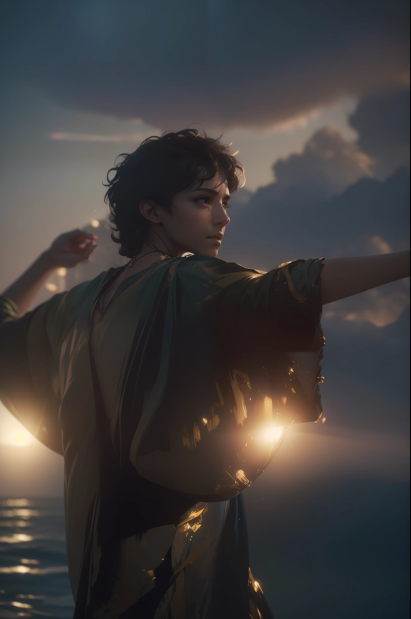 (((masterpiece))), ((best quality)), realistic, 8k, ultra-detailed, realistic, scenery, ConceptArt, Highly detailed RAW color photo, side angle, (lens flare: 0.7), particle effects, raytracing, cinematic lighting, shallow depth of field, shot on a Sony Alpha 1 lens, 50mm wide angle, sharp focus, cinematic film still, dynamic pose.