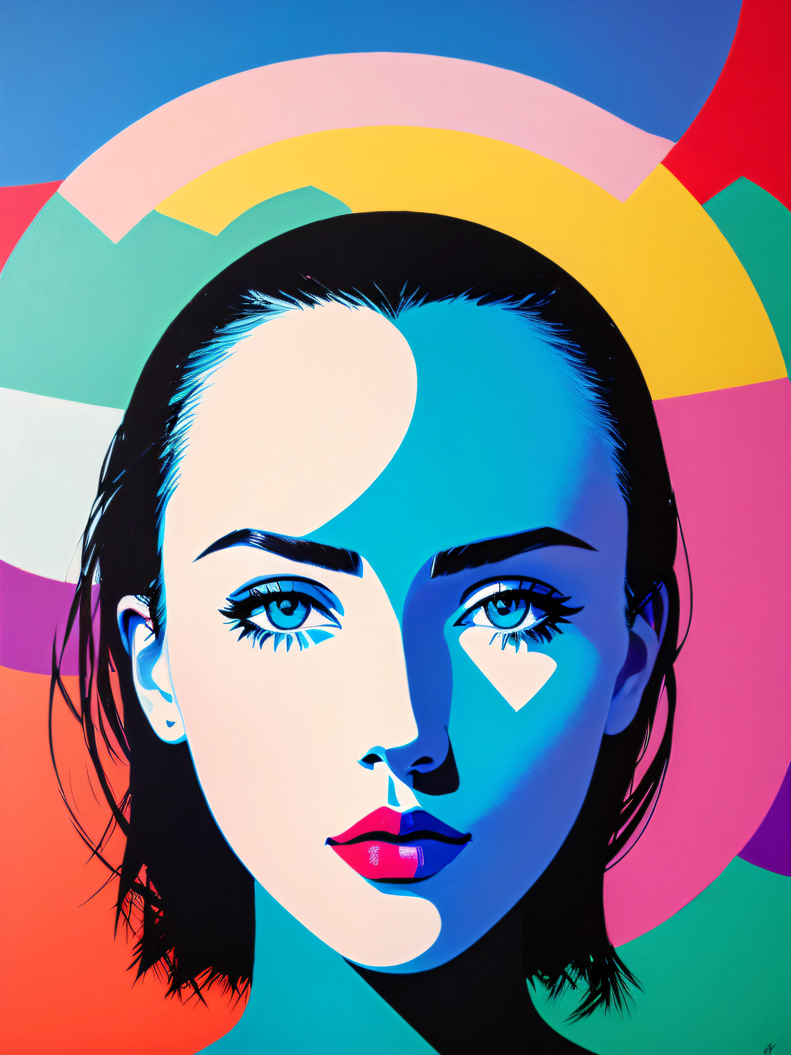 (modern art:1.4), sharp image, 8k, rim light, poster, hdr, woman, closeup