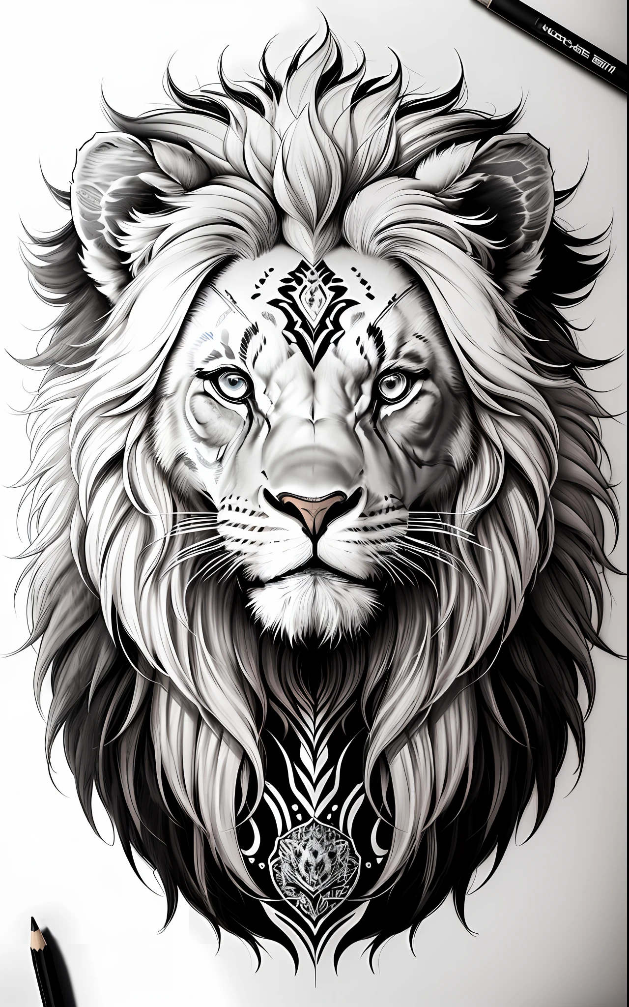 a drawing of a lion with a face puzzle, line drawing tattoos, tattoo drawing sketch, tattoo sketch, tattoo sketches, realism tattoo drawing, half lion, realism tattoo sketch, line art illustration, ink drawing, lineart behance hd, sketch tattoo, tattoo design, medium size sketch,  Detailed sketch drawing, detailed black and white sketch, 4K line art