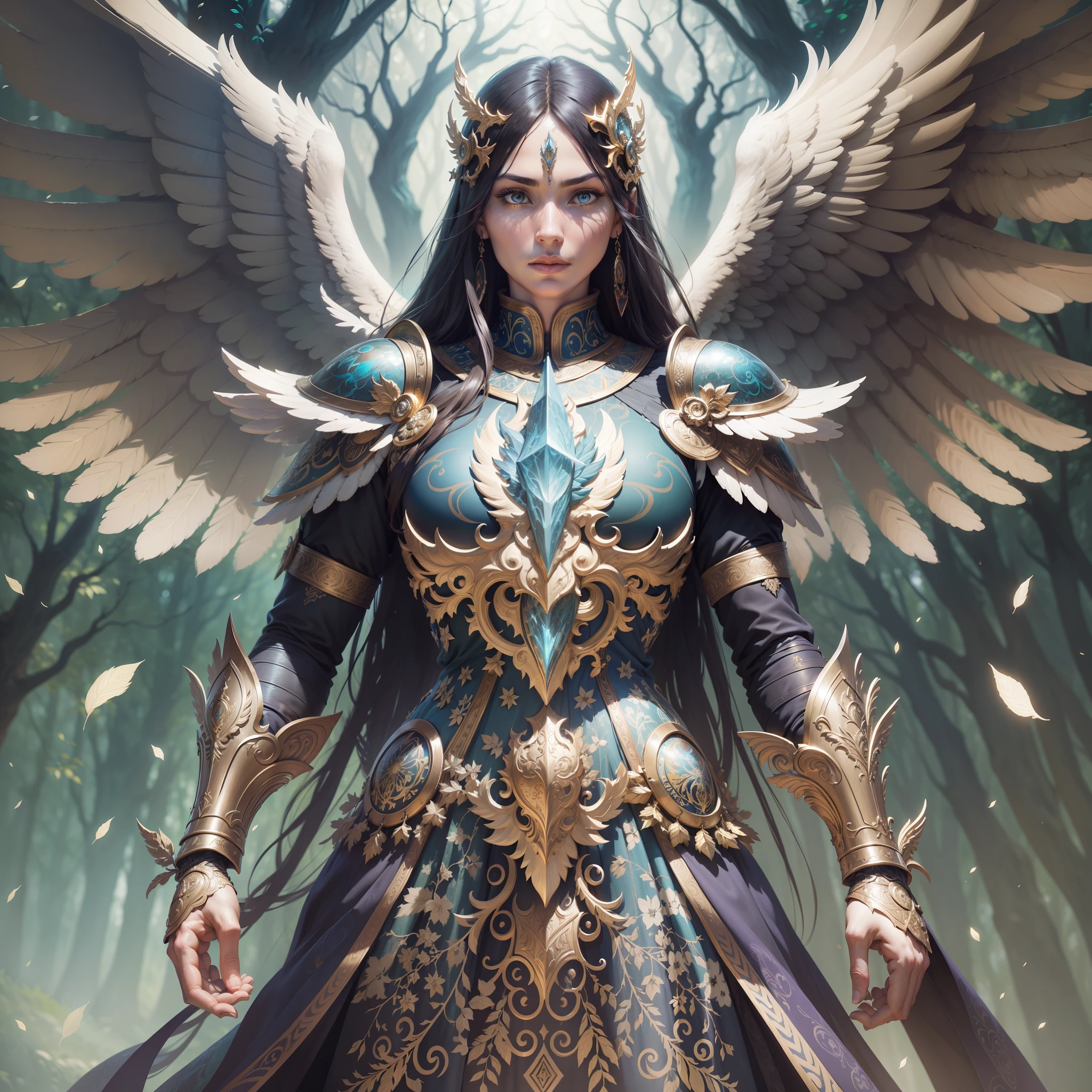 highly intricately detailed photograph of a beautiful celestial eagle-man in a forest wearing armor, fantasy, in the style of android jones, anna dittman, hyperrealistic, a beautiful digital painting, concept art, trending on artstation, sharp focus, studio photo, intricate details, highly detailed, by greg rutkowski, sf, intricate artwork masterpiece, ominous, matte