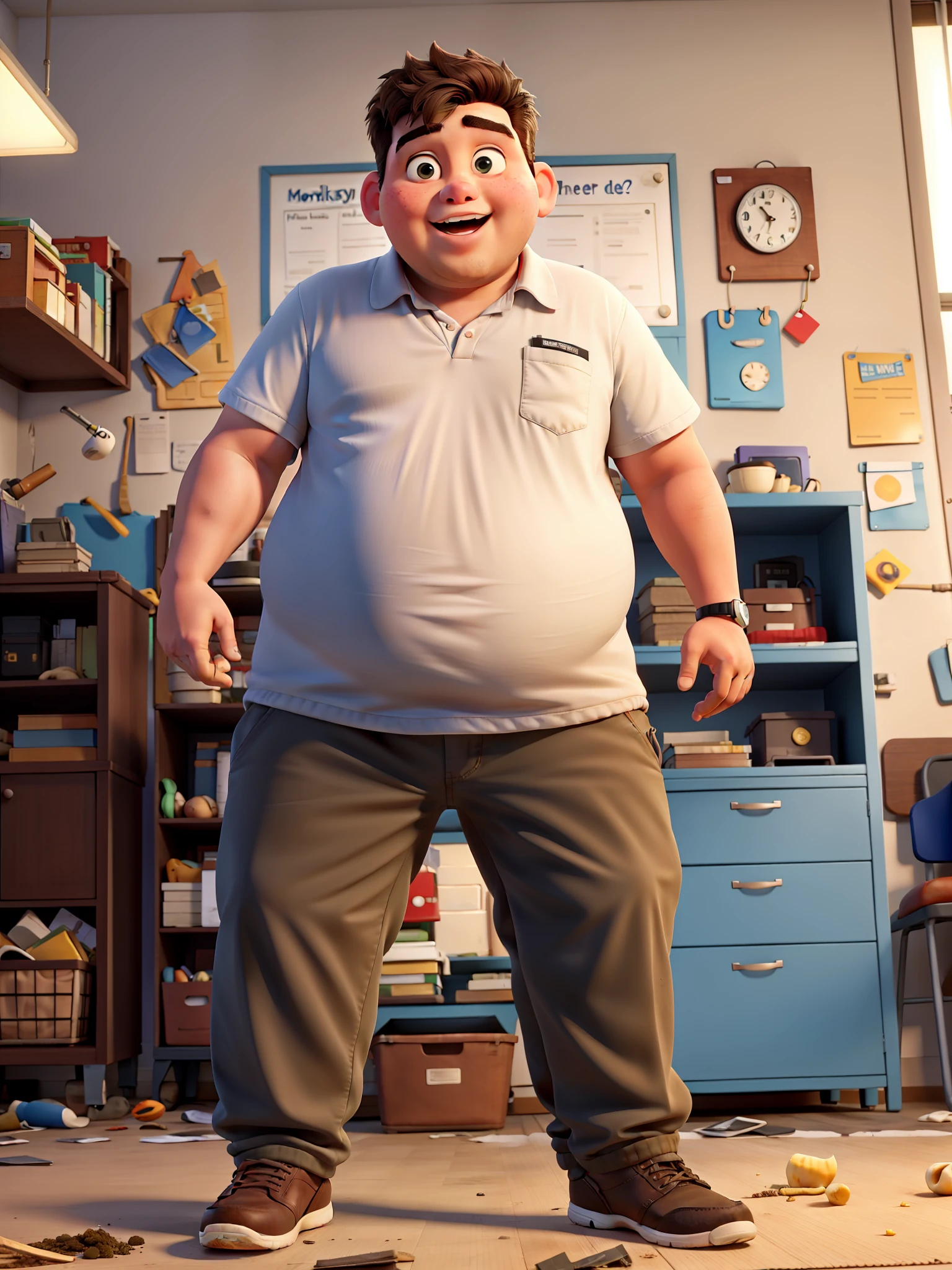 Fat age guy eating, dirty mouth