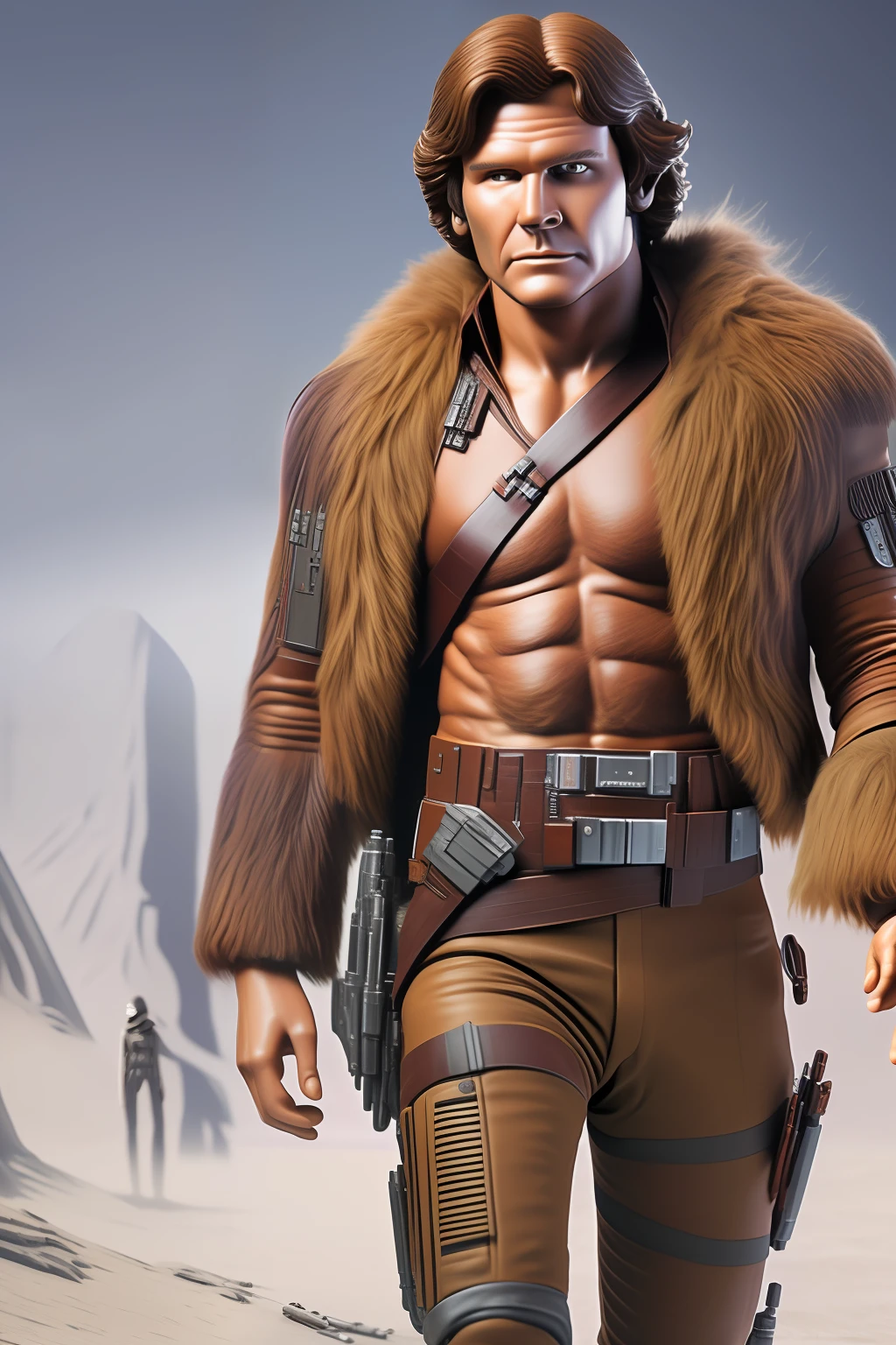 Han Solo from Star Wars with Chewbacca's body. Star wars scenario, detailed, realistic --auto --s2