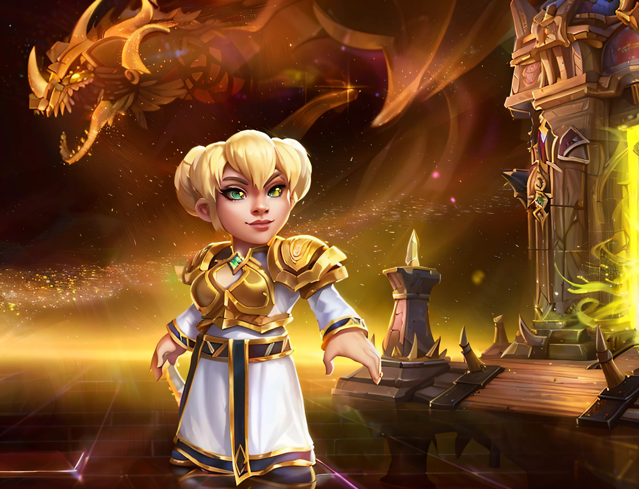 a close up of a person in a costume with a sword, epic mage girl character, picture of female paladin, warcraft character, female gnome artificer, from world of warcraft, paladin golden armor, lianna, zenra taliyah, youthful taliyah, hearthstone artwork, from hearthstone, hearthstone art, heroes of might and magic, from wow --auto --s2