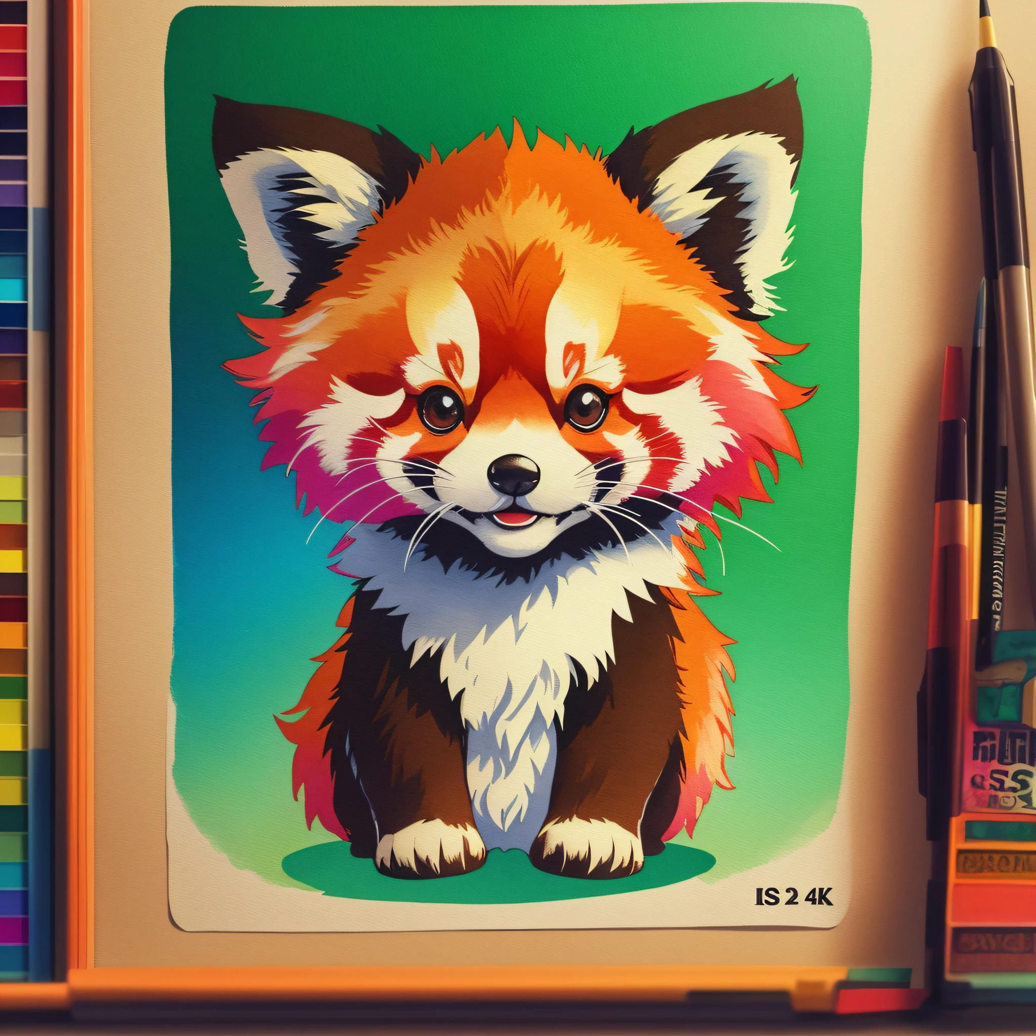 create a sticker of A detailed illustration a print of vivid cute CURIOUS RED PANDA, vintage t-shirt design, in the style of Studio, colors, 3D vector art, cute and quirky, fantasy art, watercolor effect, Adobe Illustrator, hand-drawn, digital painting, low-poly, soft lighting, bird's-eye view, isometric style, retro aesthetic, focused on the character, 4K resolution, photorealistic rendering, using Cinema 4D --auto --s2