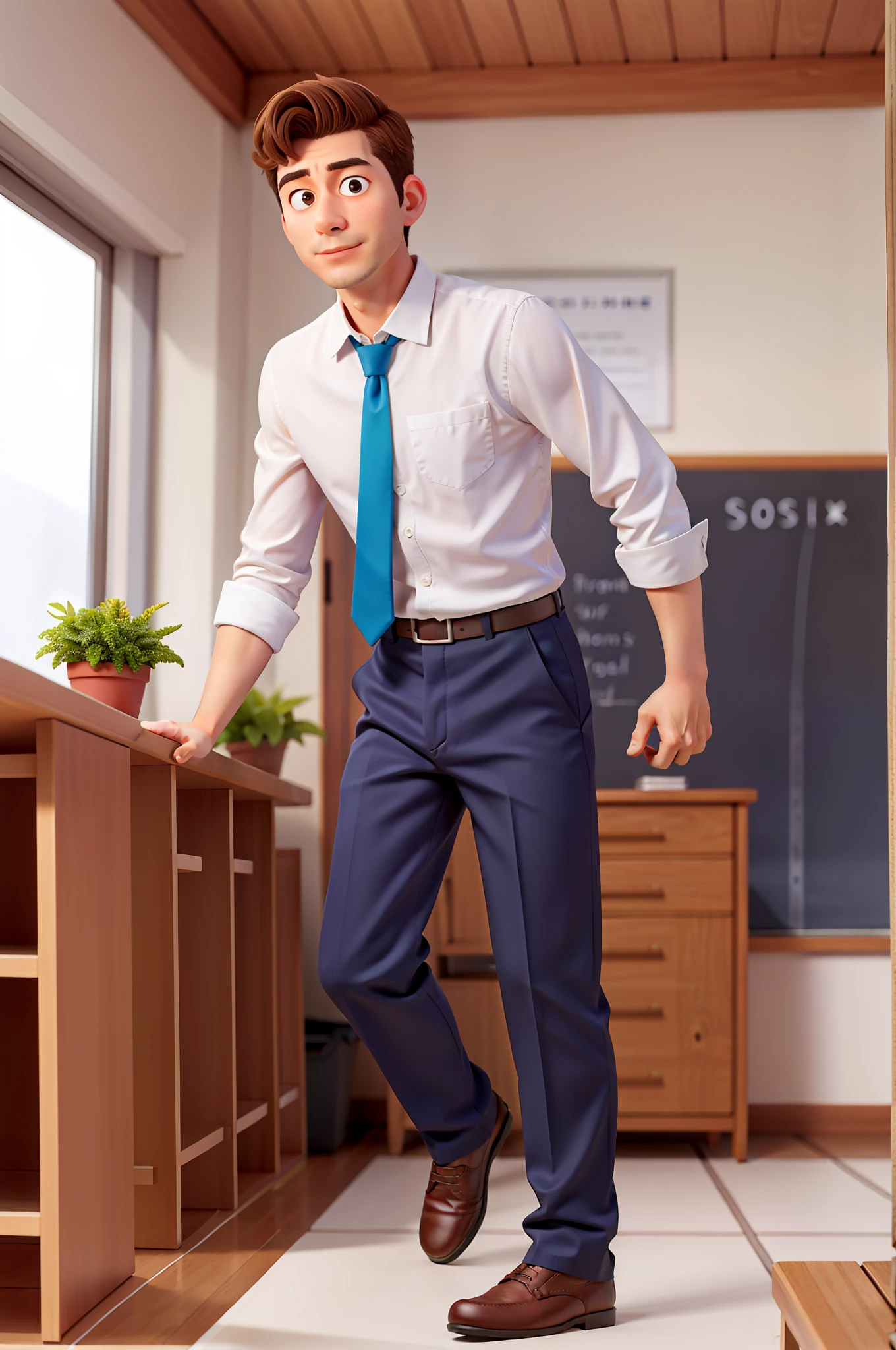 A teacher man, male, shy