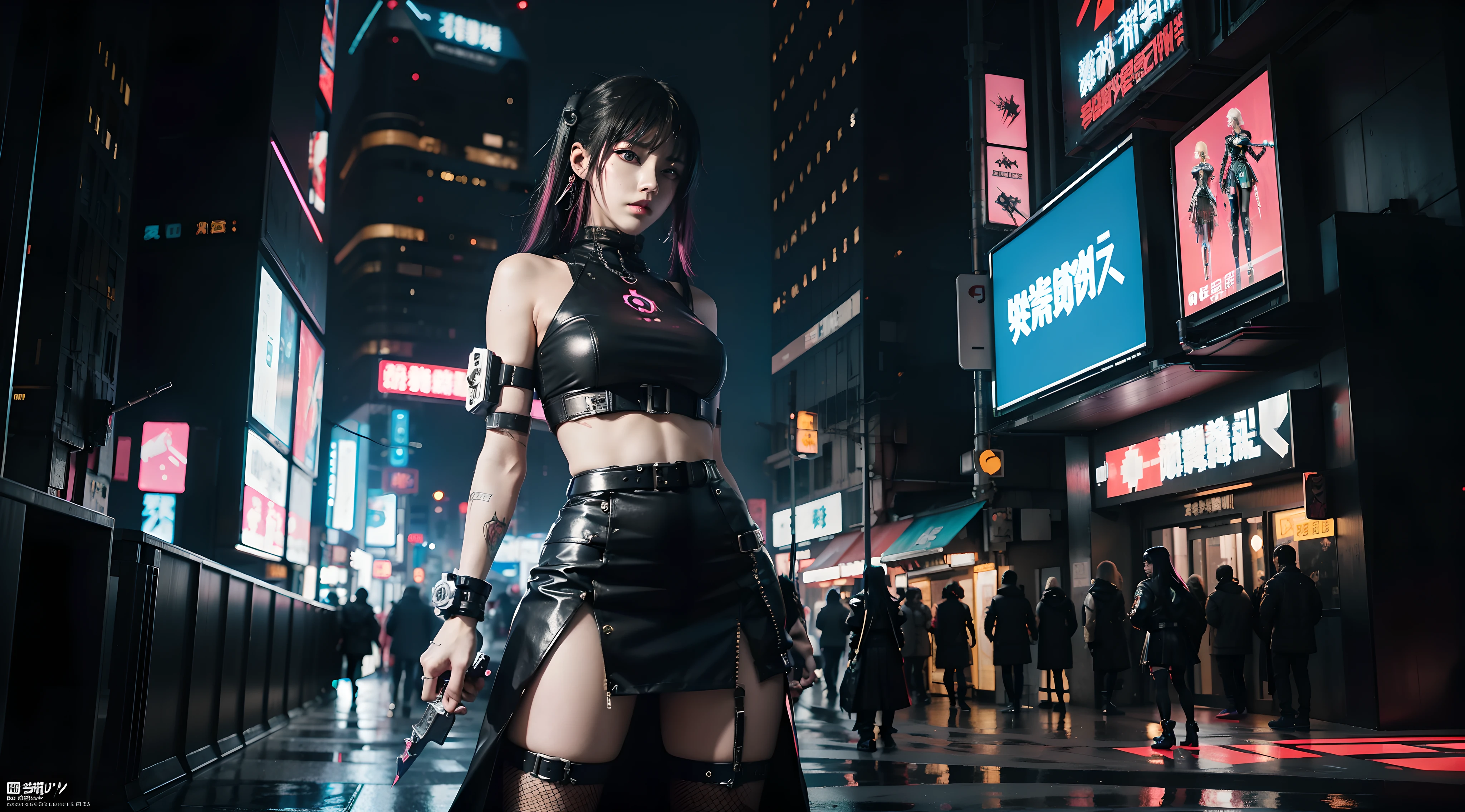 cyber girl with a sword and a skirt in a city, cyberpunk art style, cyberpunk vibe, cyberpunk anime girl, cyberpunk themed art, dreamy cyberpunk girl, female cyberpunk anime girl, cyberpunk girl, in cyberpunk style, dark cyberpunk illustration, digital cyberpunk anime art, cyberpunk artstyle, anime cyberpunk art, cyberpunk beautiful girl, cyberpunk anime art, cyberpunk outfit, muted cyberpunk style