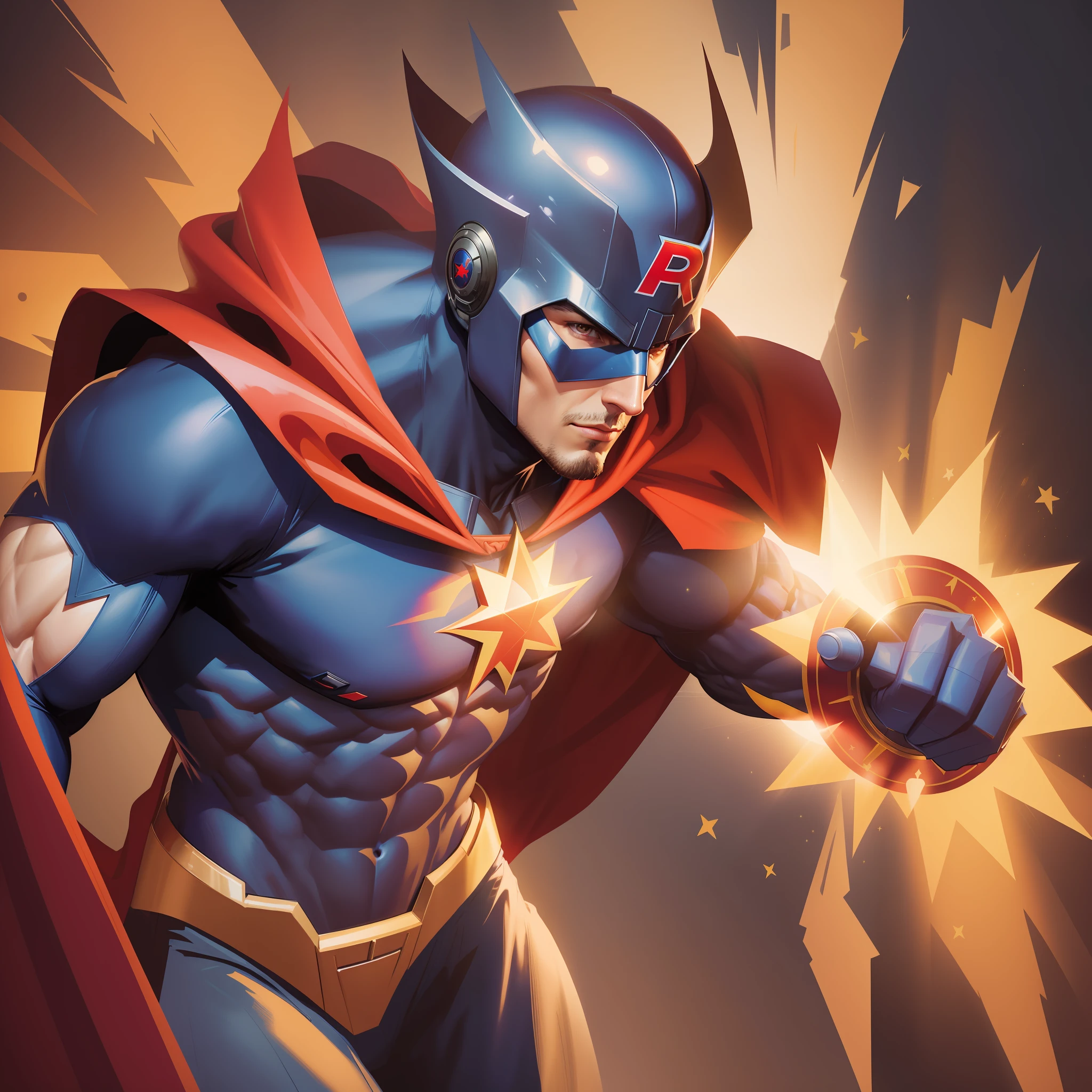 a close up of a man in a cape and a caped suit, dc comics art style, artgerm jsc, super hero art, superhero portrait, puerto rican super hero, artgerm and atey ghailan, muscular male hero, epic comic book style, by Ric Nagualero, in style of marvel and dc, extremely detailed artgerm