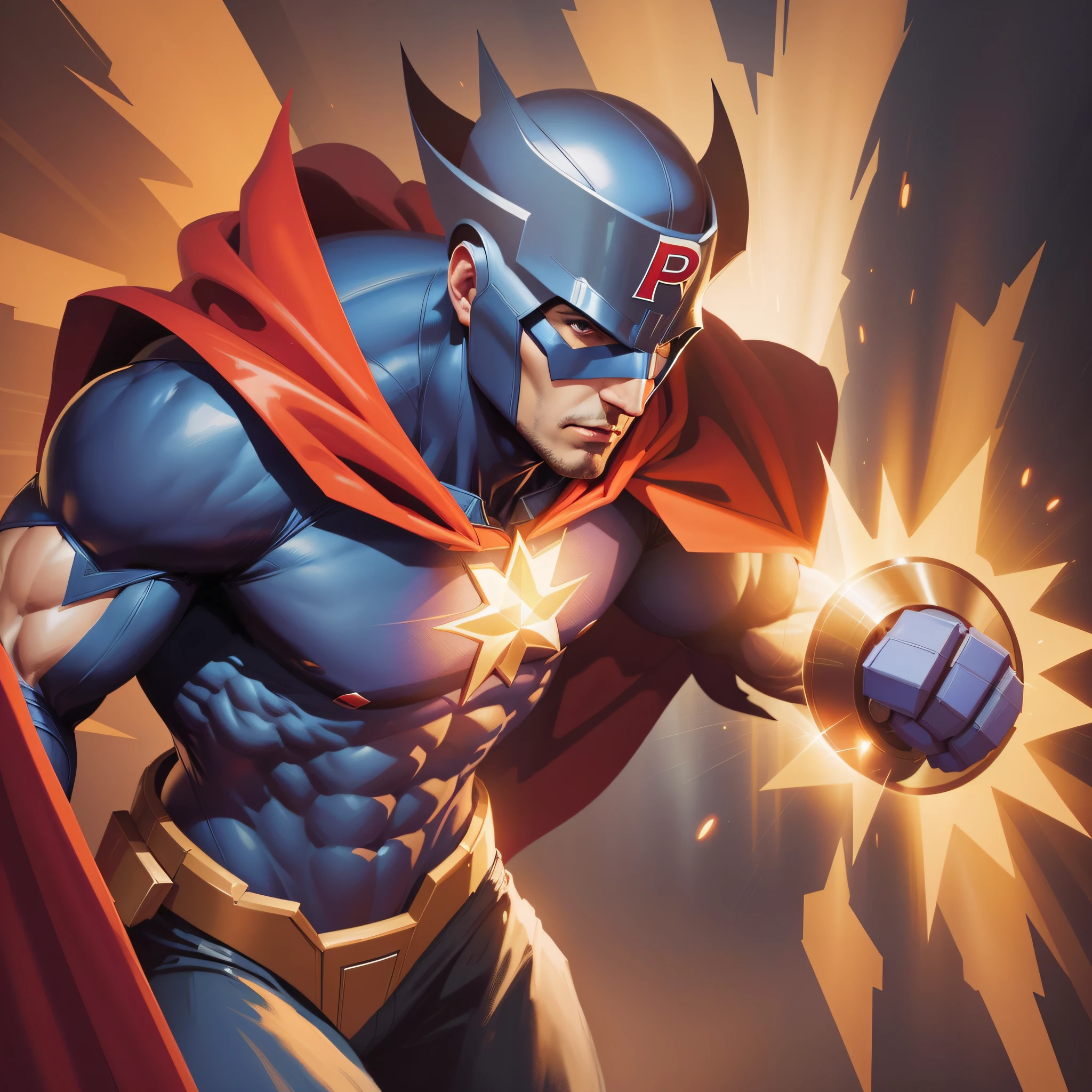 a close up of a man in a cape and a caped suit, dc comics art style, artgerm jsc, super hero art, superhero portrait, puerto rican super hero, artgerm and atey ghailan, muscular male hero, epic comic book style, by Ric Nagualero, in style of marvel and dc, extremely detailed artgerm