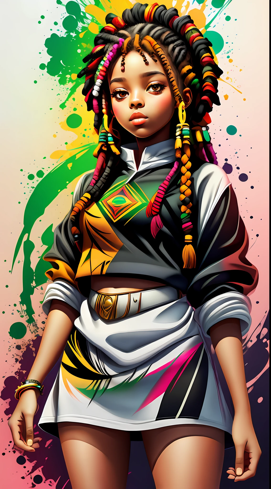 vector art,smudge art(1girl rasta with white clothes)mafia