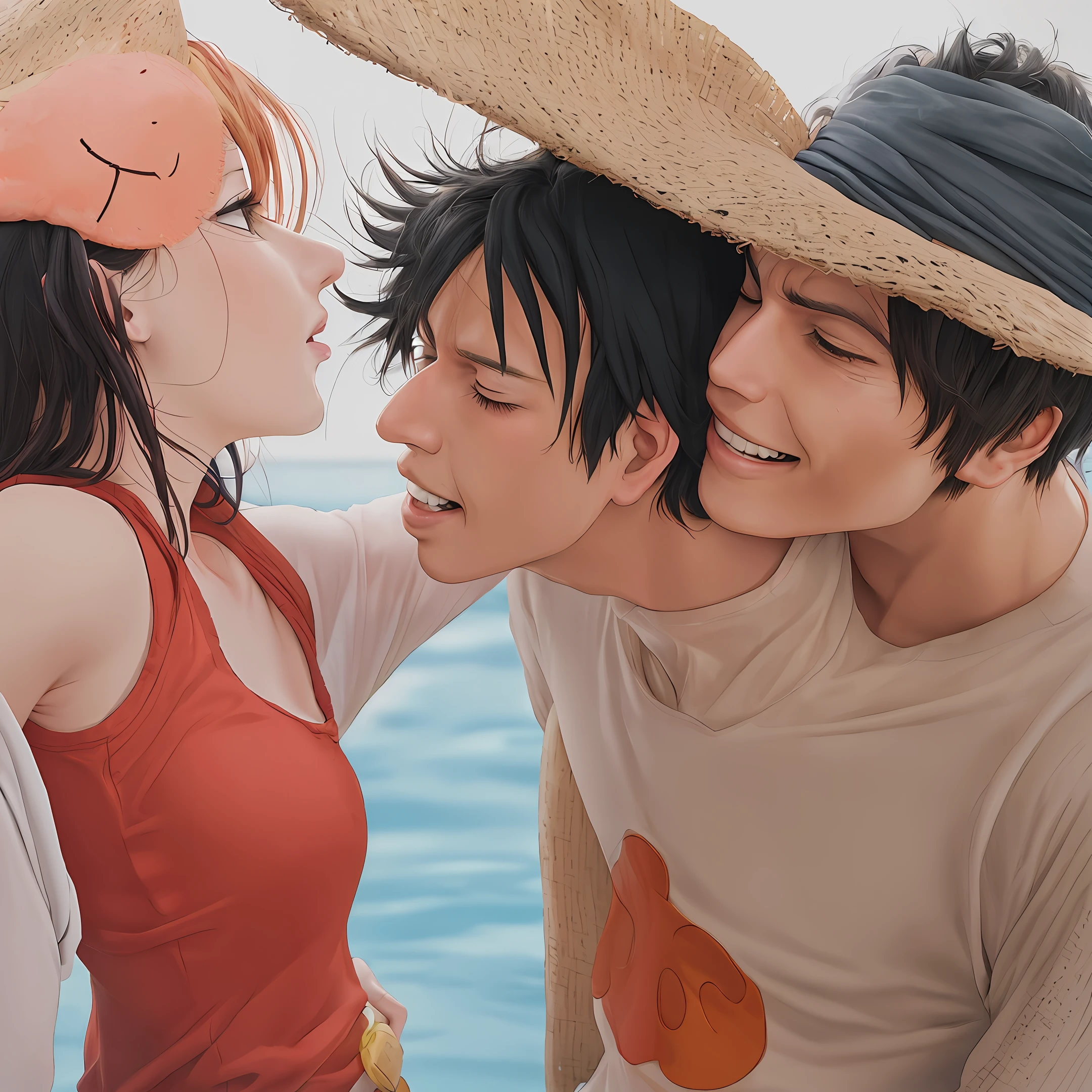 Nami do one piece kissing luffy