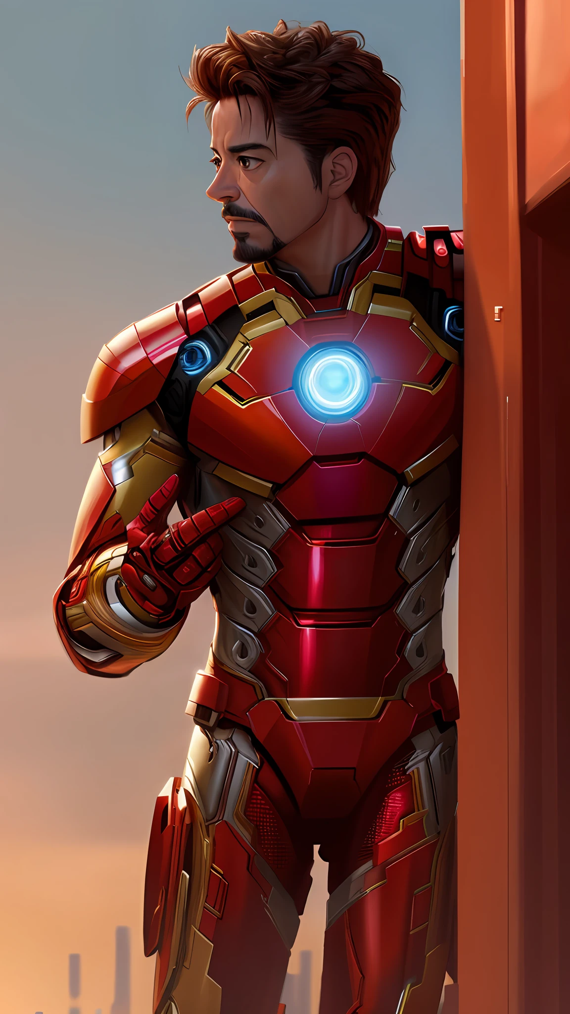 tony stark is iron man ,no helmet, photography,soft lighting, soft details, octane, artstation trending, ultra high detail, ultra realistic, cinematic,16k