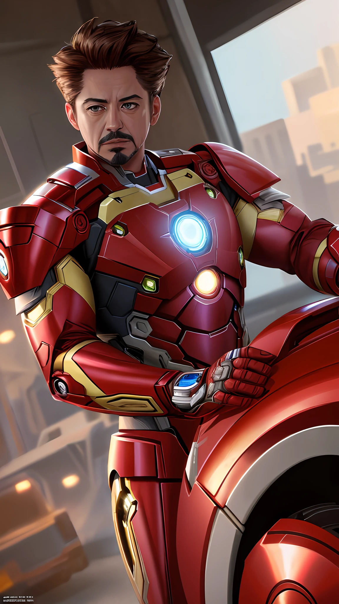 tony stark is iron man ,no helmet, photography,soft lighting, soft details, octane, artstation trending, ultra high detail, ultra realistic, cinematic,16k