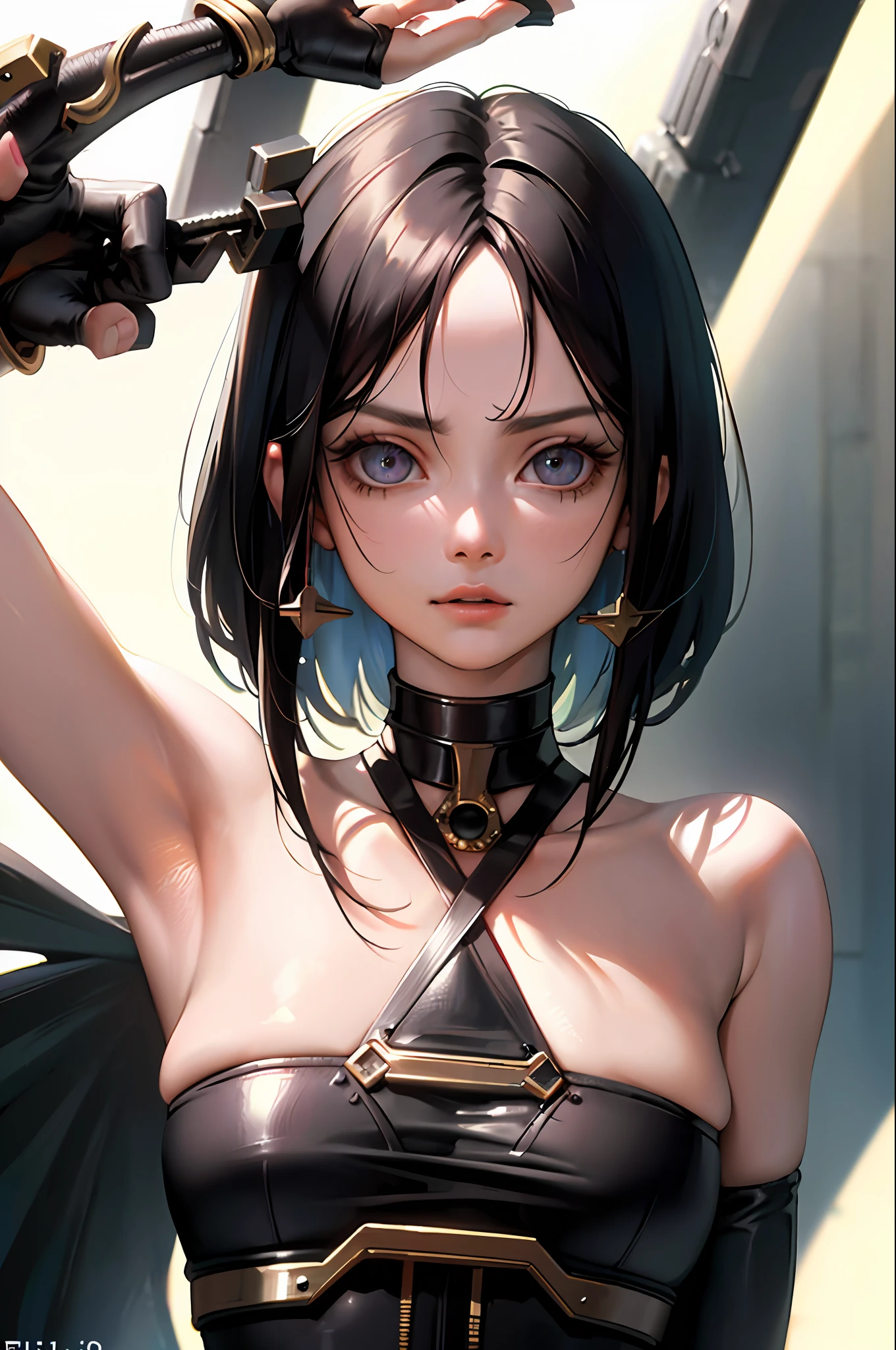 Alita , foto by ( Alita: Battle Angel:1.1), (masterpiece, sidelighting, finely detailed beautiful eyes: 1.2), masterpiece*portrait, realistic, 3d face, lustrous skin,