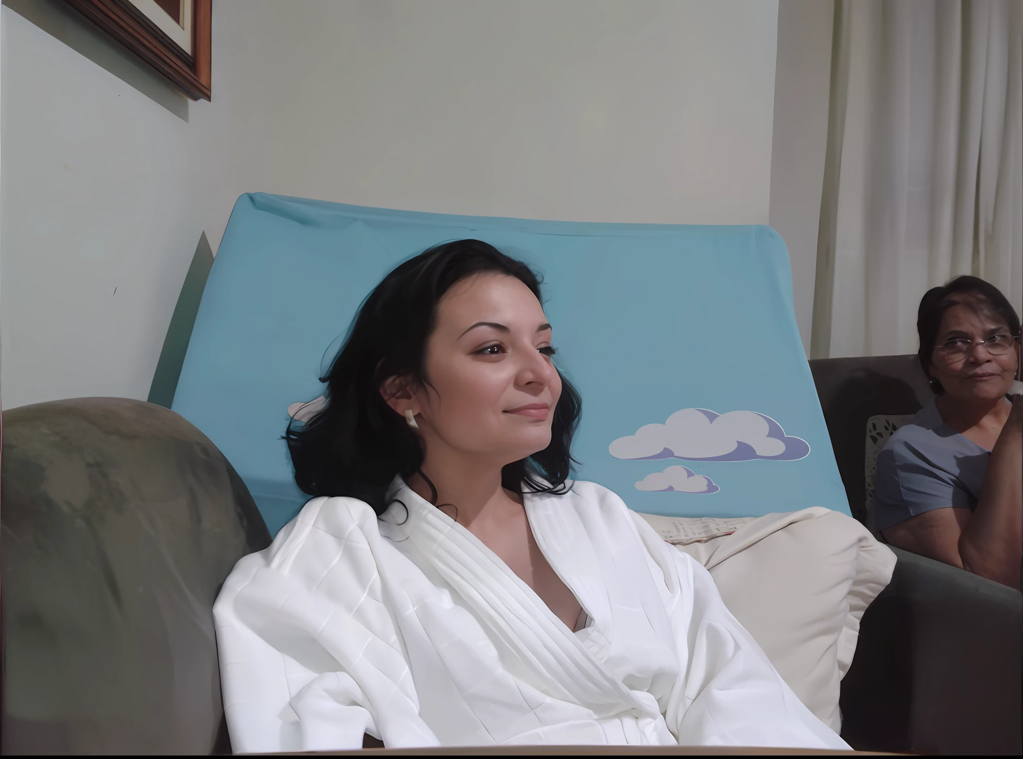 Woman in bathrobe, very sensual and sexy
