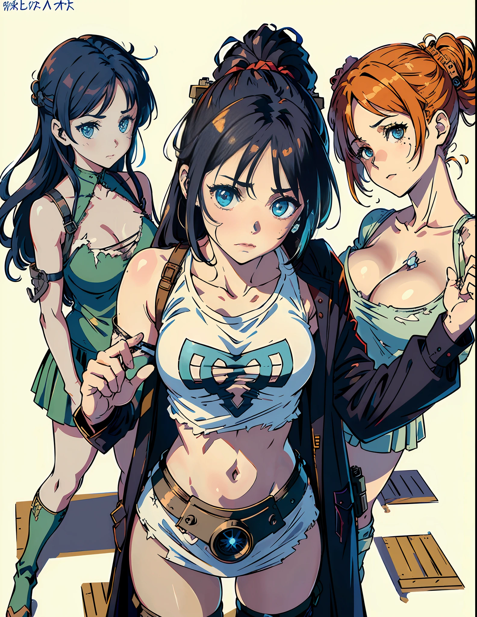 (Perspective), ((masterpiece))), ((best quality))), ((ultra-detailed)), (highly detailed CG illustration), ((extremely delicate and beautiful face)),(masked ), cinematic light, absurd clothing, ung girl, ((character sheet)), concept art, ((full-length)), (masterpiece:1.2), (best quality:1.3), (single background, white background: 1.3),(CHARACTERS OF THE POST-APOCALYPTIC WASTELAND WORLD)))), (( Characters WANDERERS RAIDERS)), ( MAD MAX concepts))))), (( beautiful face)), (( high-quality face)), ((((beautiful anime eyes of the characters))) , ( high-quality anime eyes of the characters), (((quality anime pupils)), ((beautiful anime pupils)), (( beautiful shape of anime eyes)) , (( beautiful shape of anime pupils)), (( all faces with anime eyes)), ( simple anime eyes of the characters))))) (( bare skirt))) (( eyebrows indignant) ) ), wet skin, water , ((( very erotic pose))) , ((( post-apocalyptic wastelands)))), crossout frenzied, bright hair, (((very torn clothes))), the atmosphere of the post-apocalyptic world, (((tear each other's clothes)))) , (((pull clothes))), ( (((