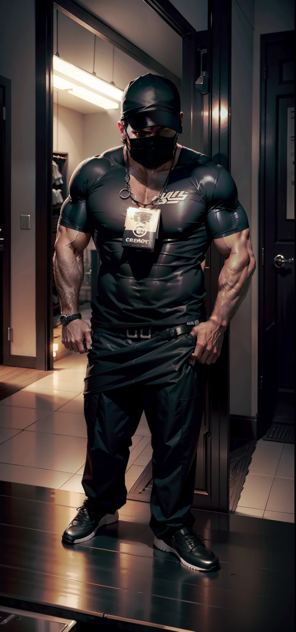 No shirt, black shirt