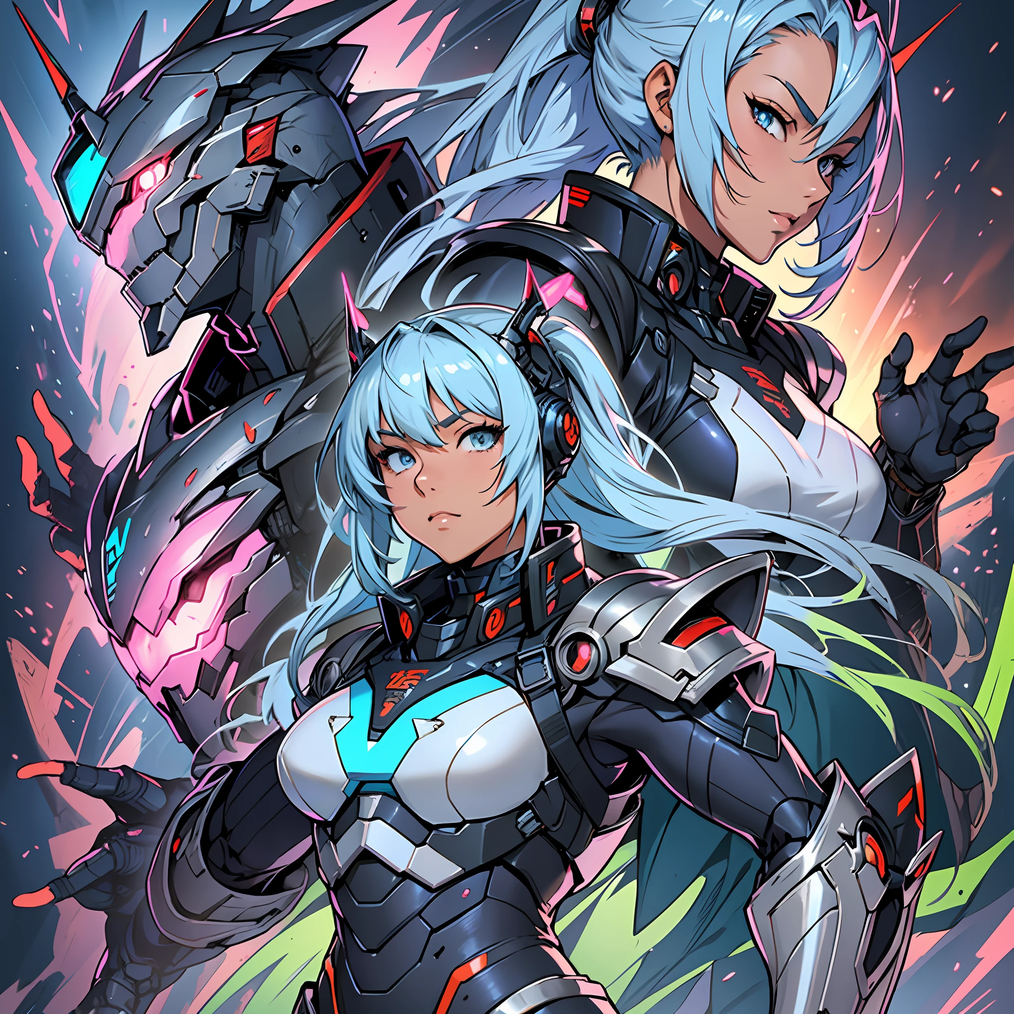 Close up portrait of a person in costume with a sword, cyber japan style armor, cyber japan armor, guyver style, girl in armor, monster hunter armor, full body mecha suit, perfect anime cyborg woman, cyborg noble woman, mecha cyber armor girl, detailed full body concept, female armor, anime character. Full Body Art --auto --s2