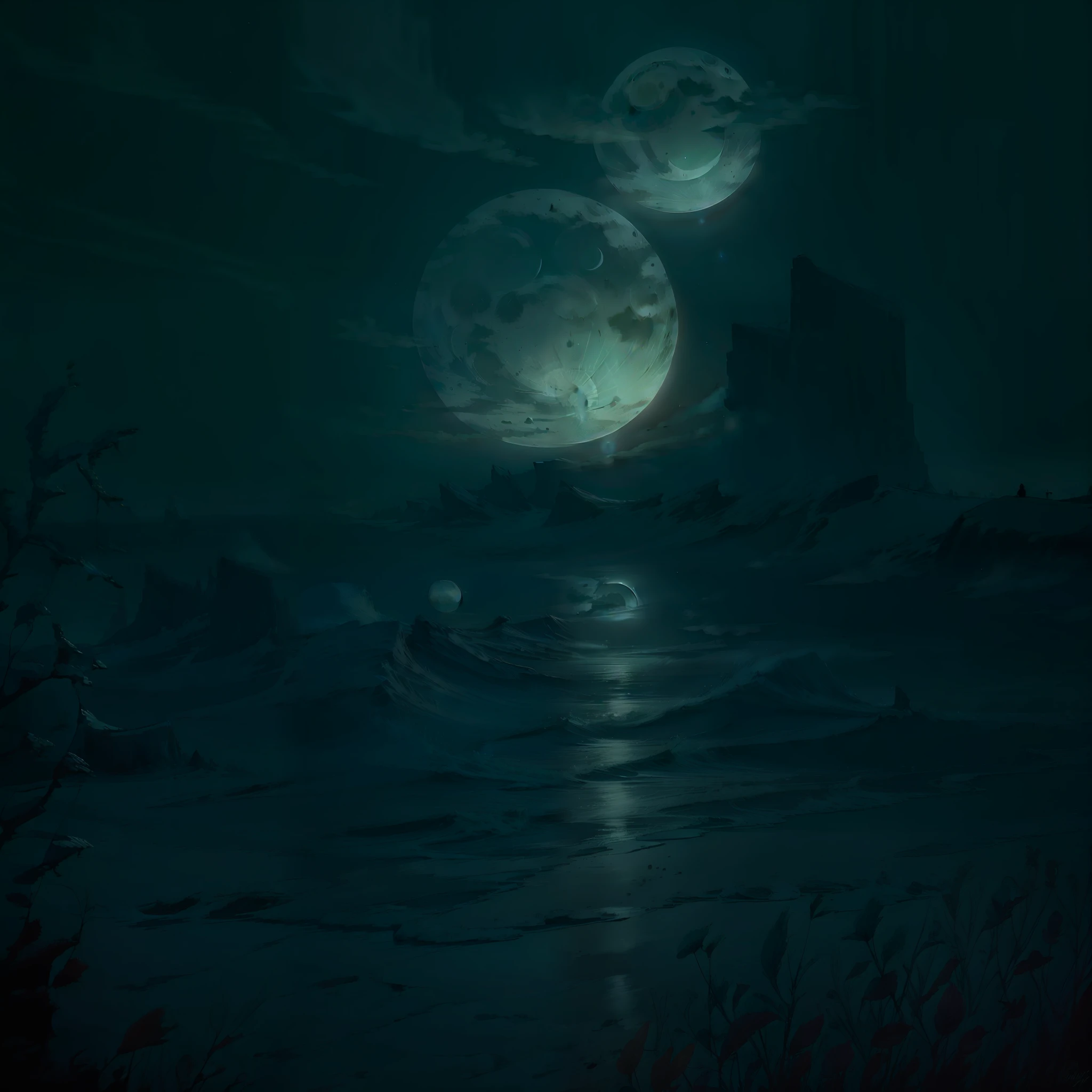 Dusk, beautiful picture, moonlight, sober spot