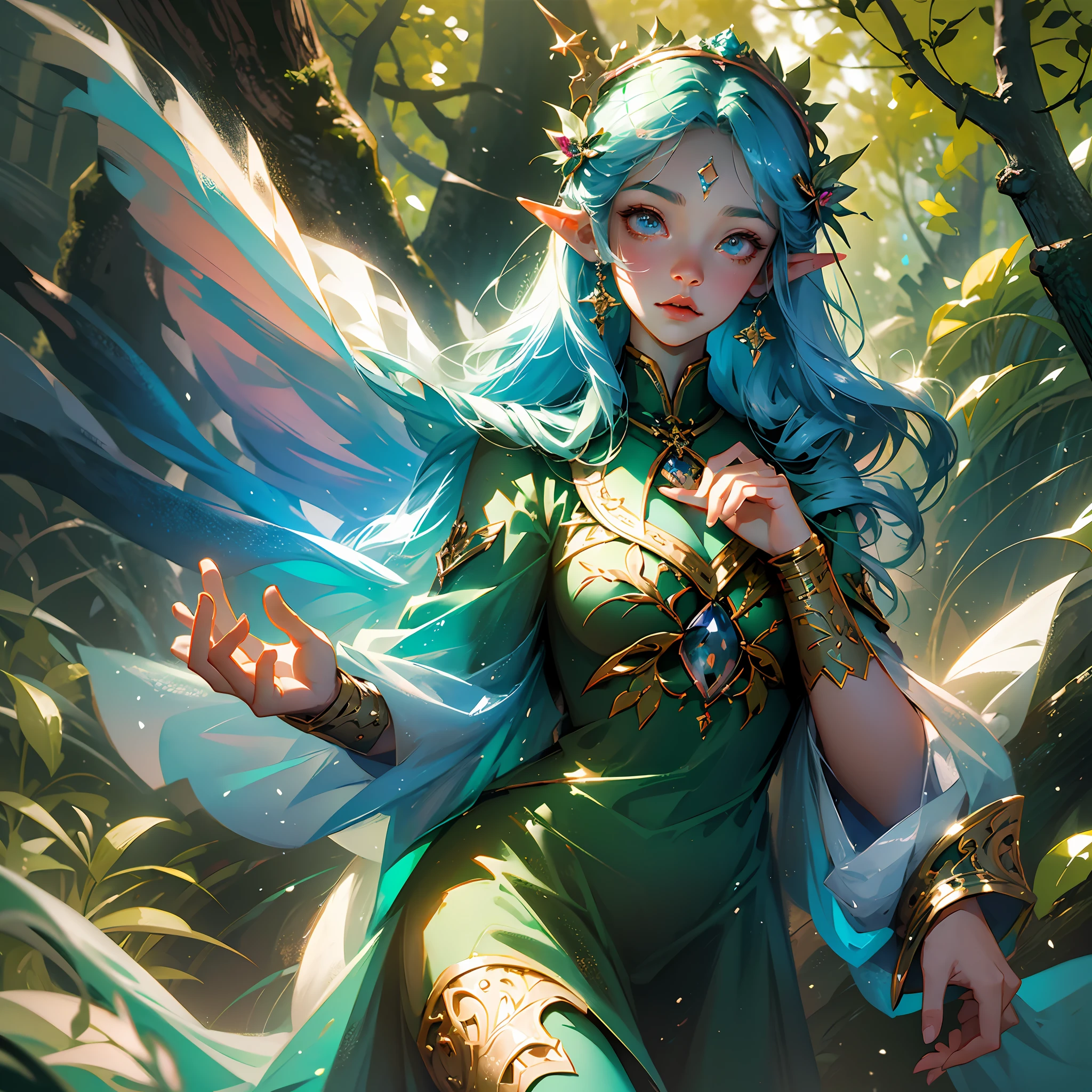 Menin with blue hair and large fairy wings in a forest, fairy portrait, portrait of a fairy, fantasy art style, beautiful fantasy art, 2. 5 d cgi anime fantasy art, detailed fantasy art, very cute elf portrait, beautiful and elegant elf queen, anime fantasy illustration, fantasy style art, anime fantasy art, detailed fantasy digital art, elf princess, clothing made of plant, large breasts, glow of light, healing power --auto --s2