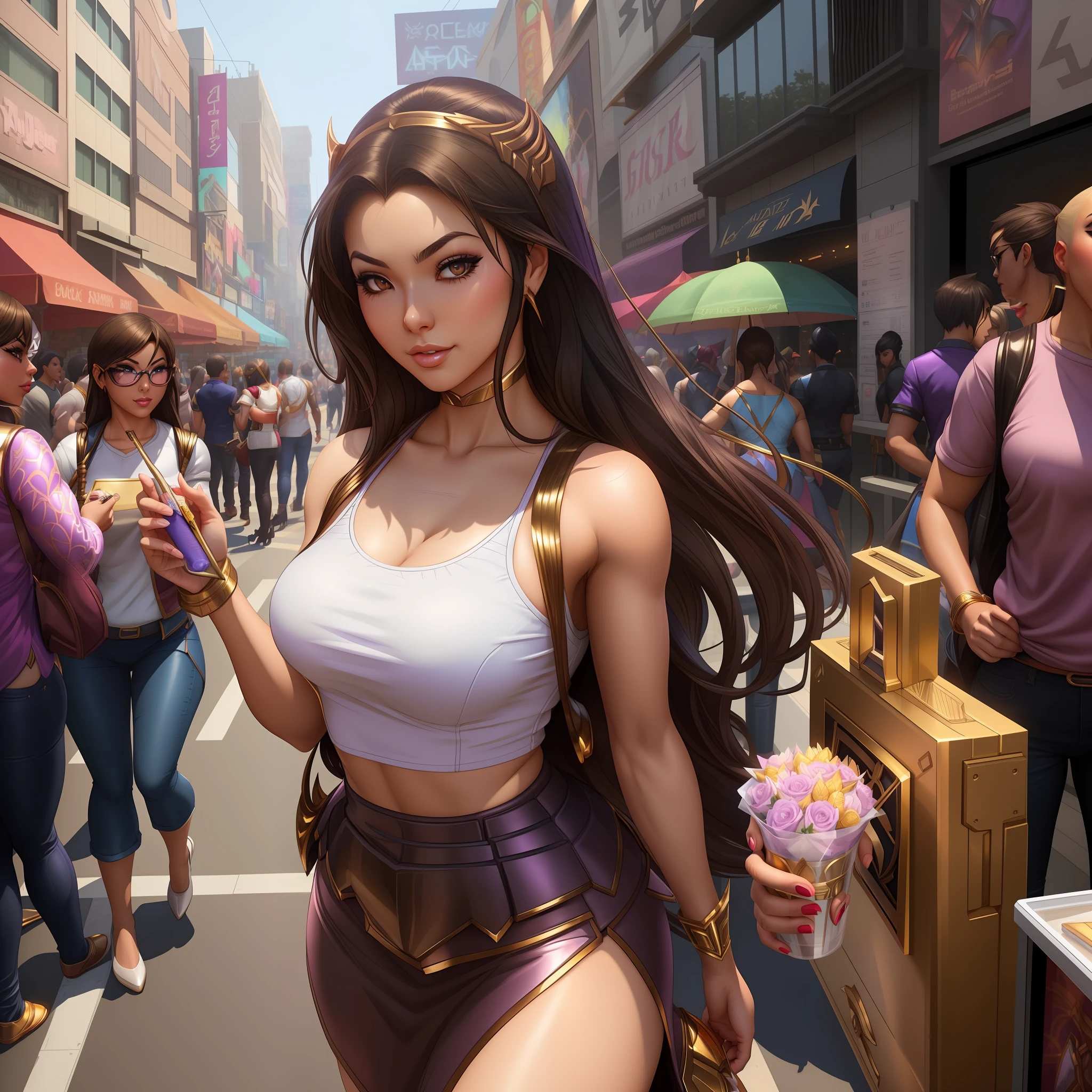 a close up of a woman in a purple dress and gold armor, ig model | artgerm, extremely detailed artgerm, samira from league of legends, style artgerm, artgerm lau, ! dream artgerm, irelia, as seen on artgerm, seraphine ahri kda --auto --s2