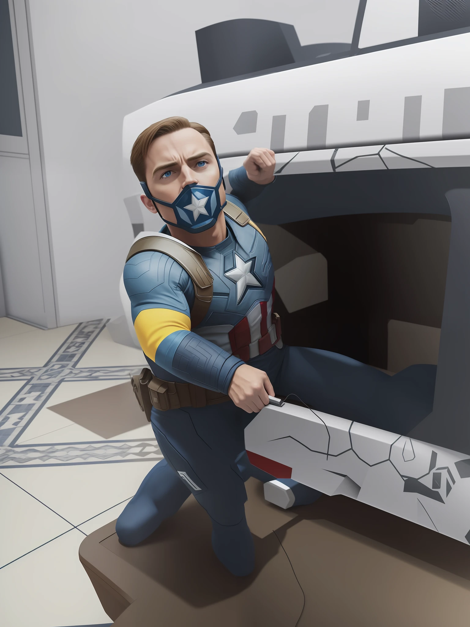 Turn him into Captain America,8k,realistic