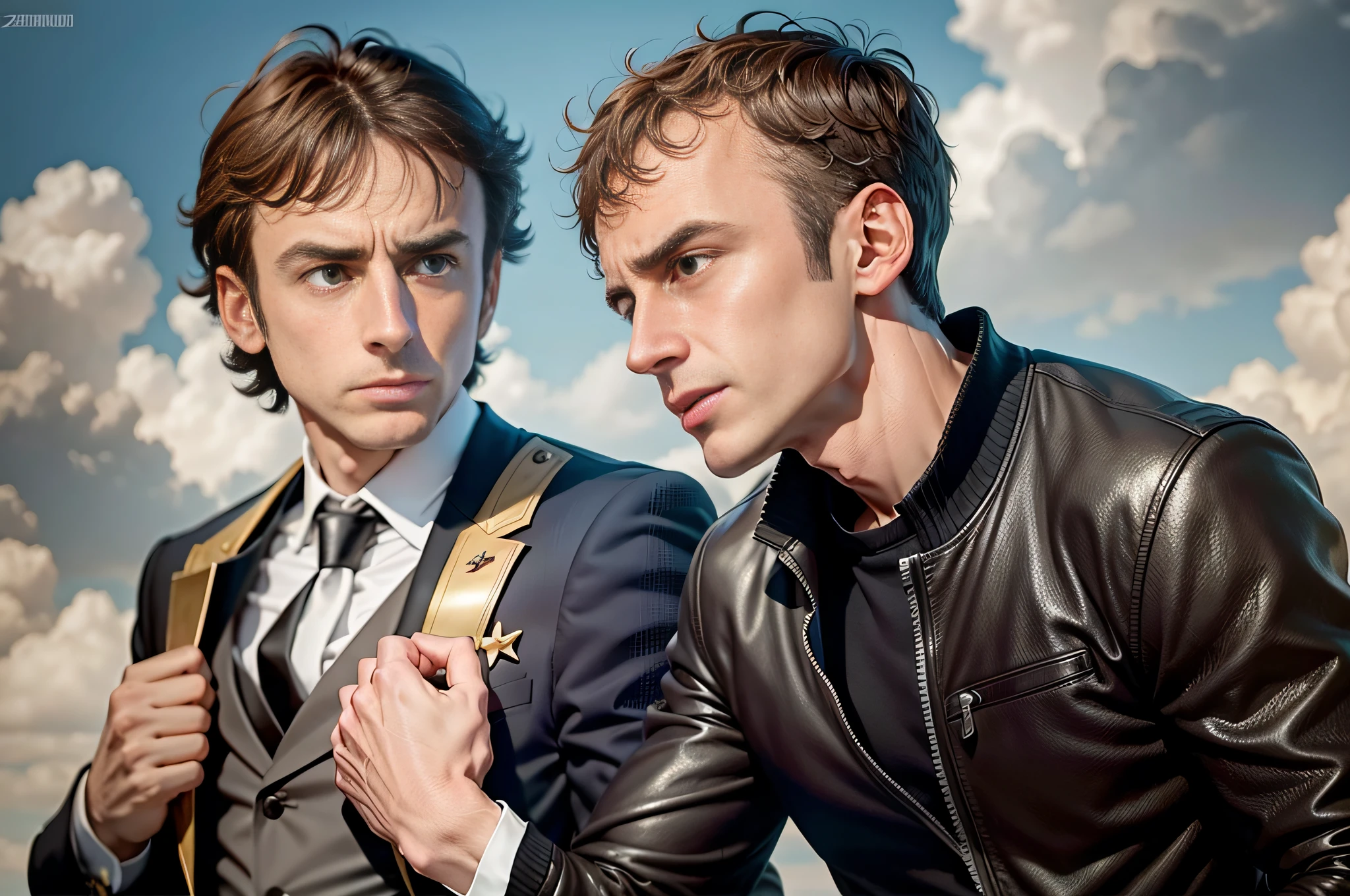 2 men, fight scene, Eric Zemmour confronts Emmanuel Macron