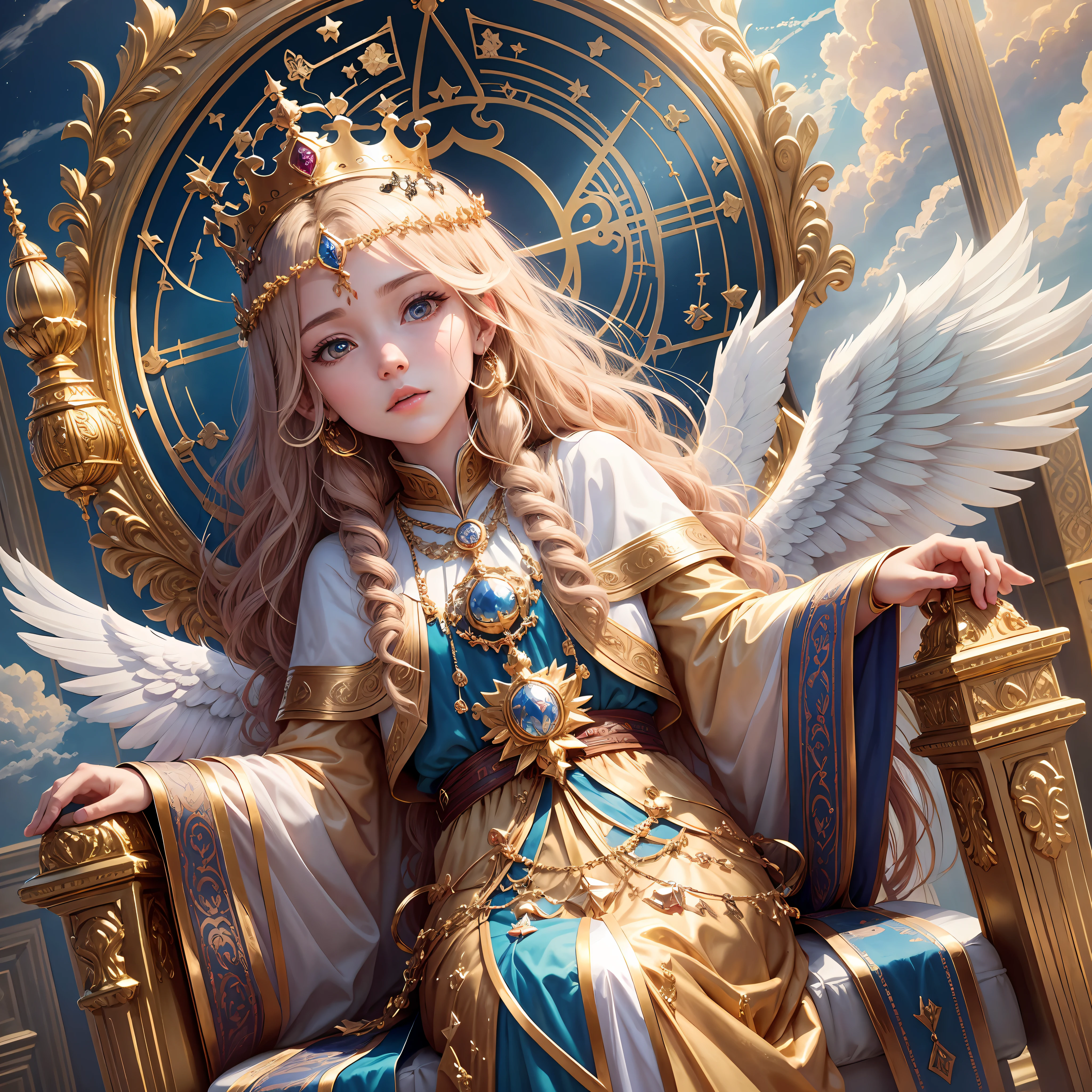 God looking at humanity, ultra-realistic 8k 9k clouds gold gate of heavenly grace, jasmin colors of precious stones, throne of God! Ulta realist, crown, angels of God in seraphim clouds and cherubim --auto --s2