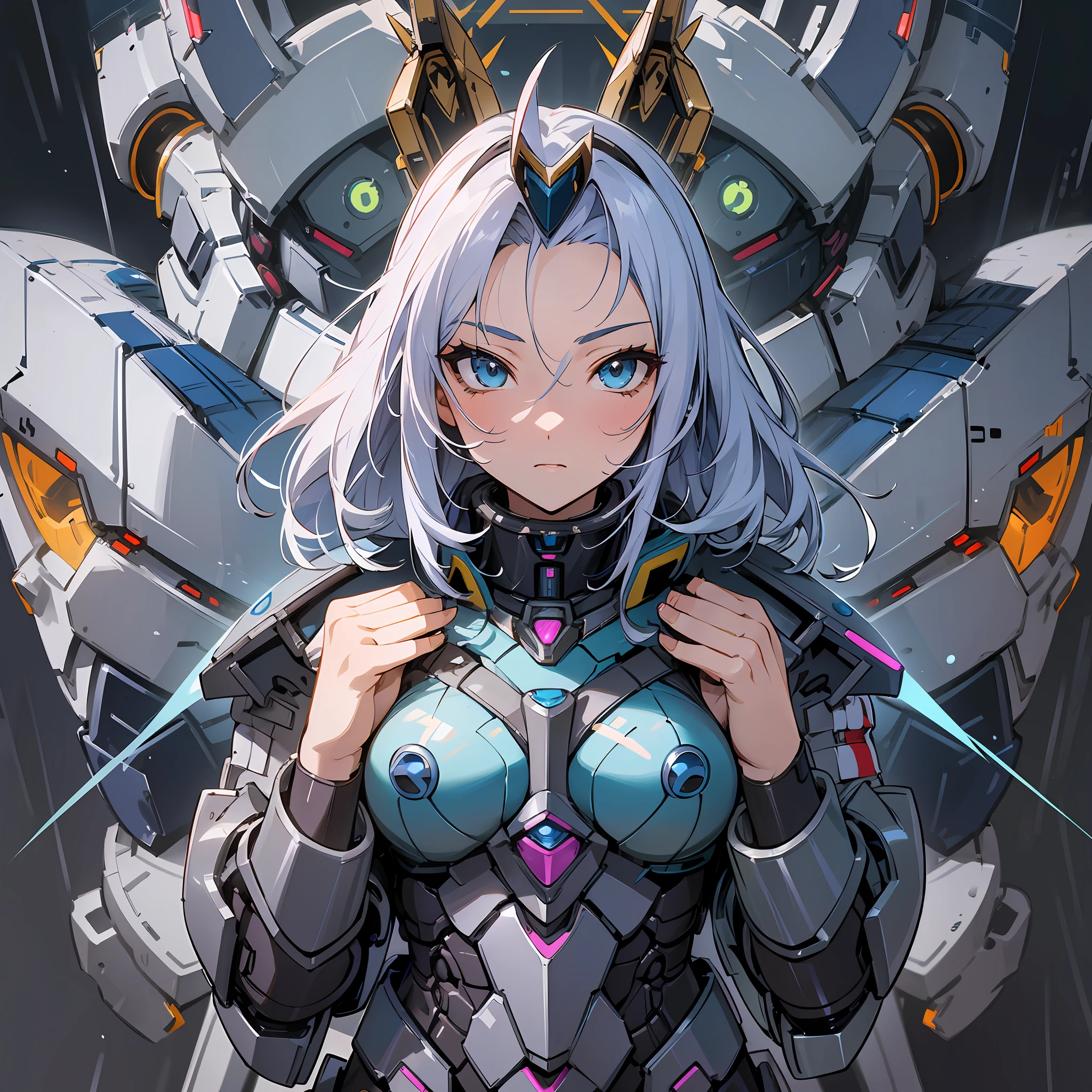 Close up portrait of a person in costume with a sword, cyber japan style armor, cyber japan armor, guyver style, girl in armor, monster hunter armor, full body mecha suit, perfect anime cyborg woman, cyborg noble woman, mecha cyber armor girl, detailed full body concept, female armor, anime character. Full Body Art --auto --s2