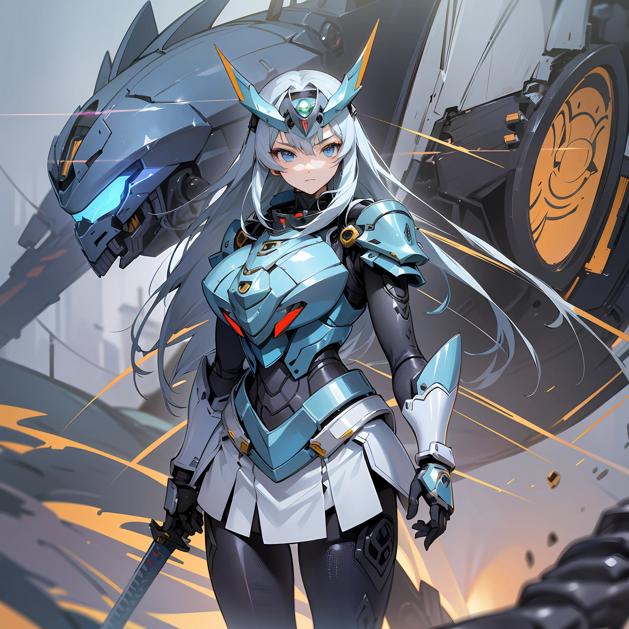 Close up portrait of a person in costume with a sword, cyber japan style armor, cyber japan armor, guyver style, girl in armor, monster hunter armor, full body mecha suit, perfect anime cyborg woman, cyborg noble woman, mecha cyber armor girl, detailed full body concept, female armor, anime character. Full Body Art --auto --s2
