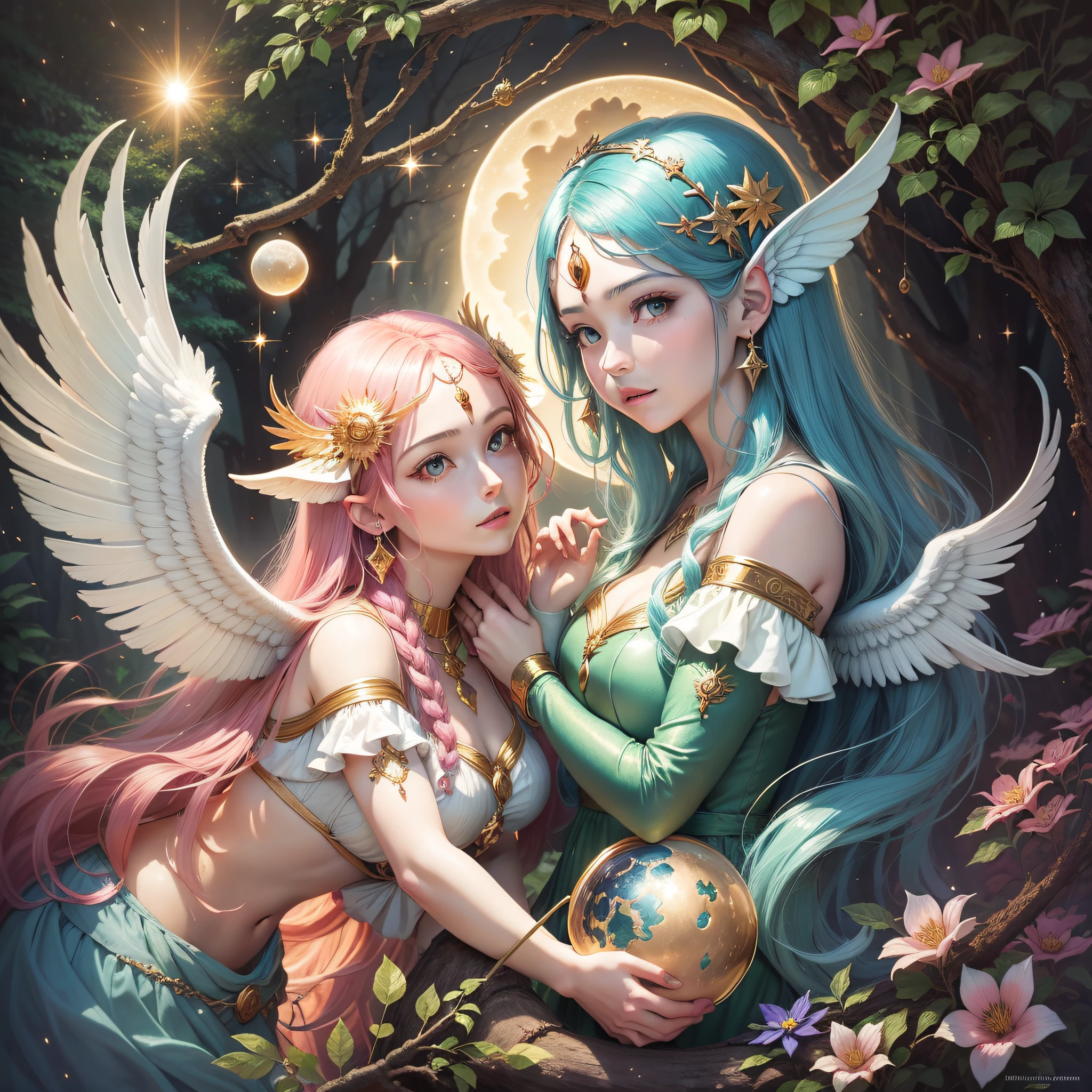 Sun and Moon, Beautiful Fantasy Art, Angels and Fairies, Friends in the Forest, Celebration, Astrology, Visions, Wonder Art
