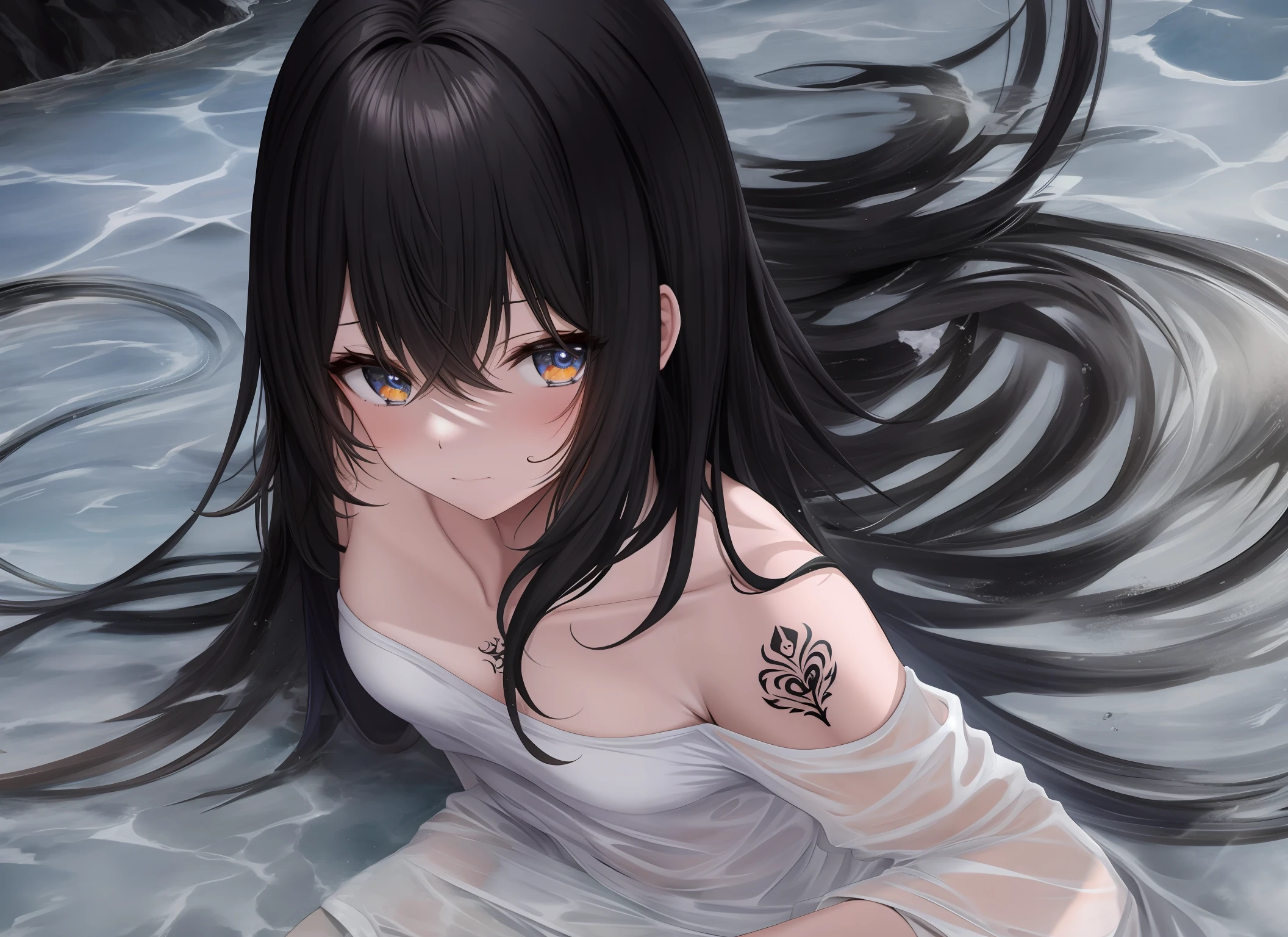 Black tattoo, shoujo, anime, two-dimensional, multiplayer, sweat, white liquid