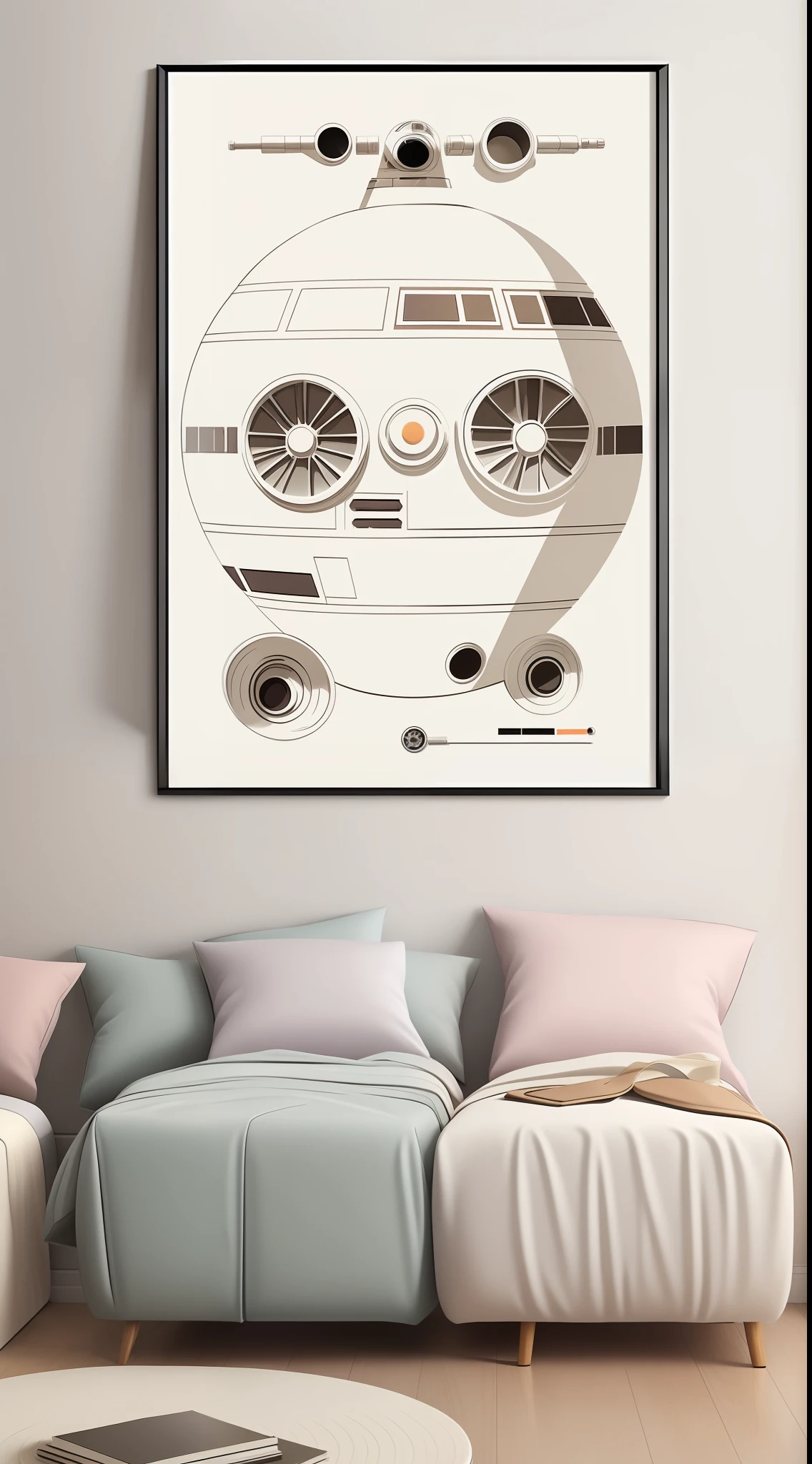 vintage,retro,white,all-white,pastel colors,hatches,star wars poster,minimalist and detailed