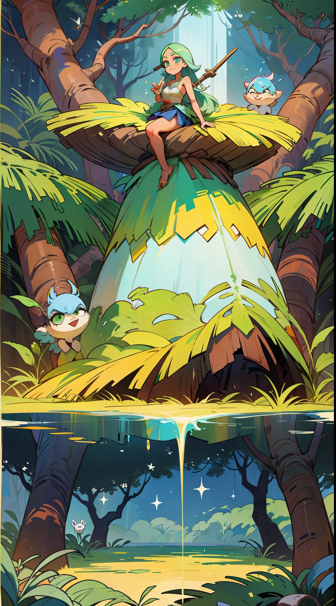 concept of a Brazilian folklore character, in the background a beautiful forest